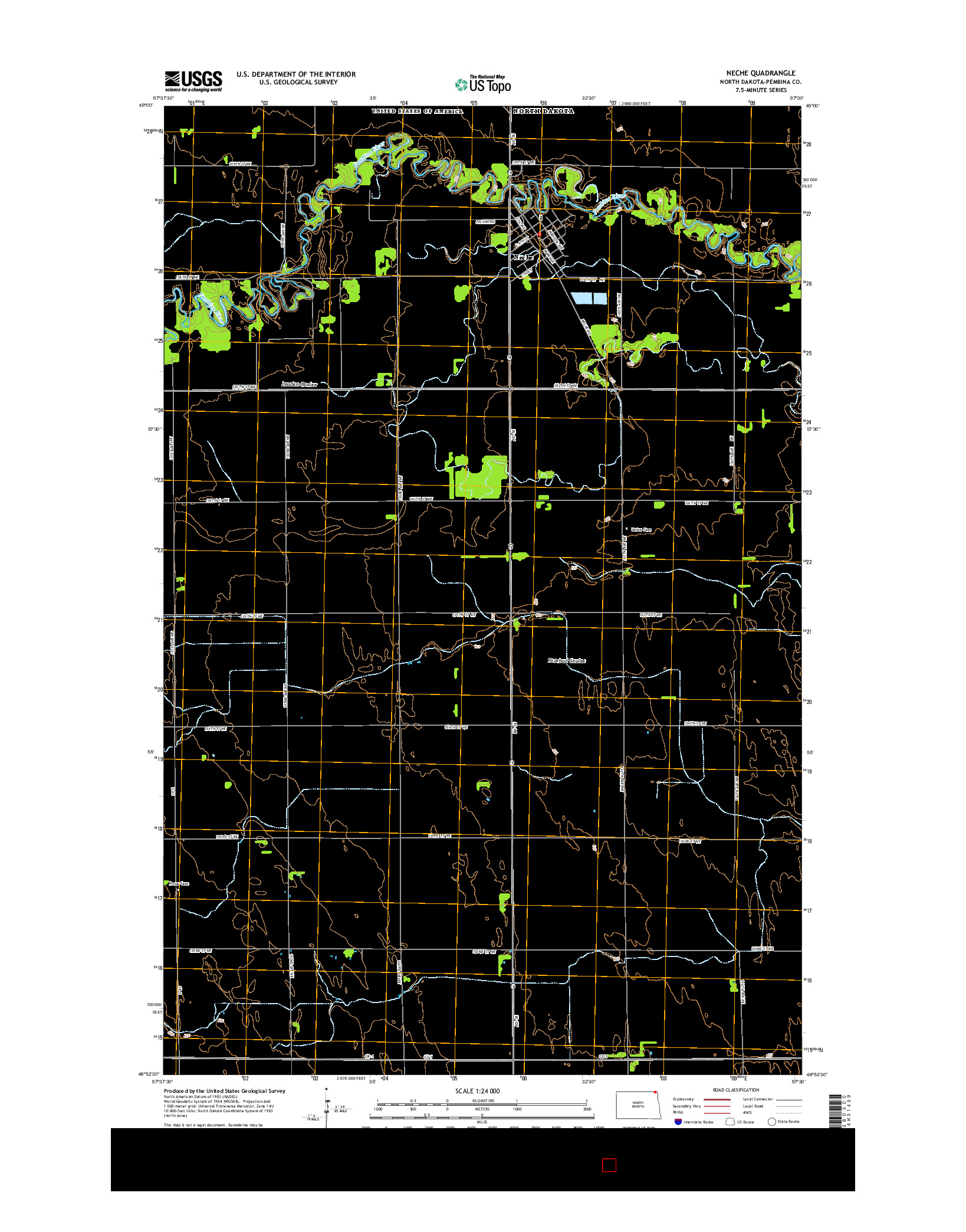 USGS US TOPO 7.5-MINUTE MAP FOR NECHE, ND 2014