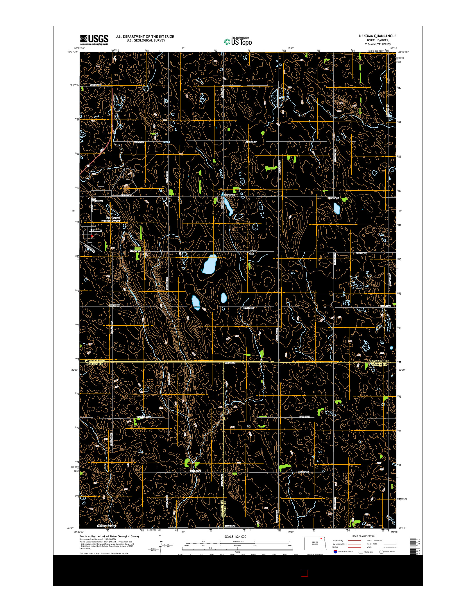 USGS US TOPO 7.5-MINUTE MAP FOR NEKOMA, ND 2014