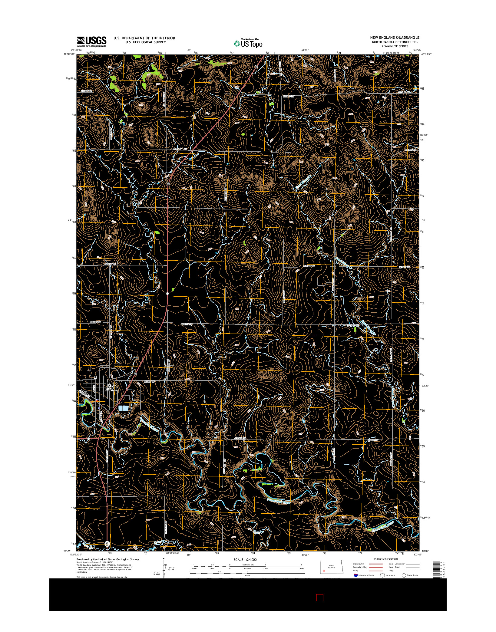 USGS US TOPO 7.5-MINUTE MAP FOR NEW ENGLAND, ND 2014