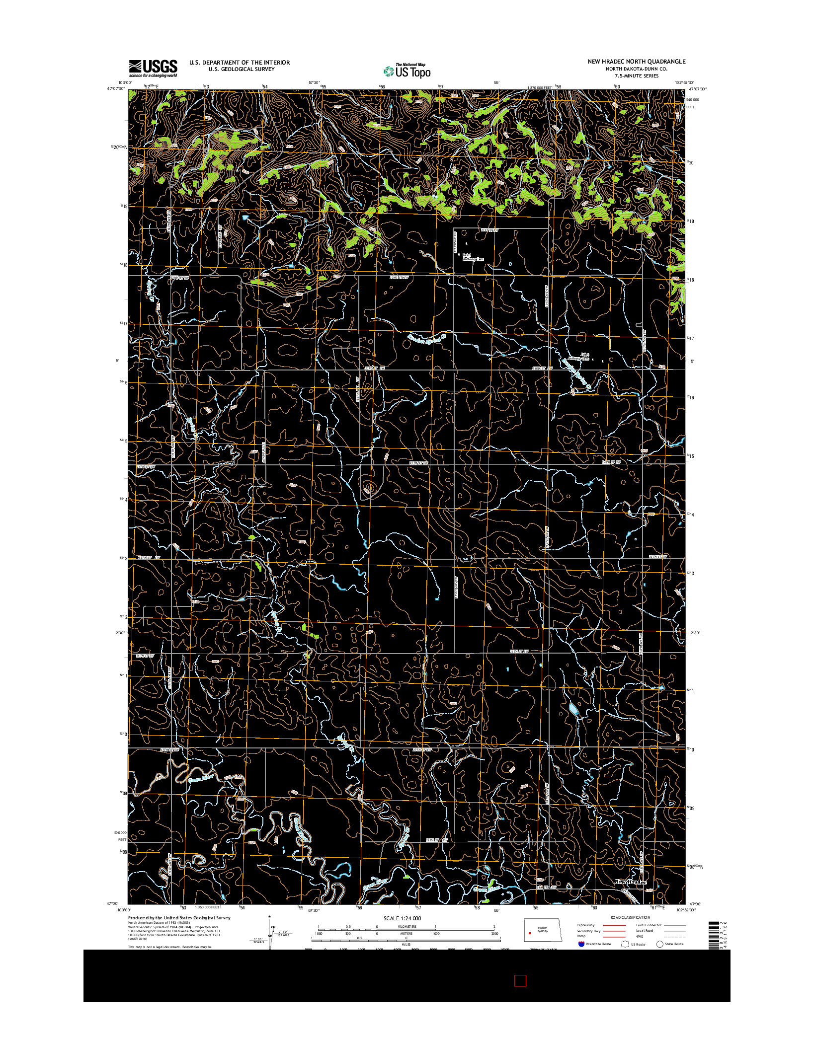 USGS US TOPO 7.5-MINUTE MAP FOR NEW HRADEC NORTH, ND 2014