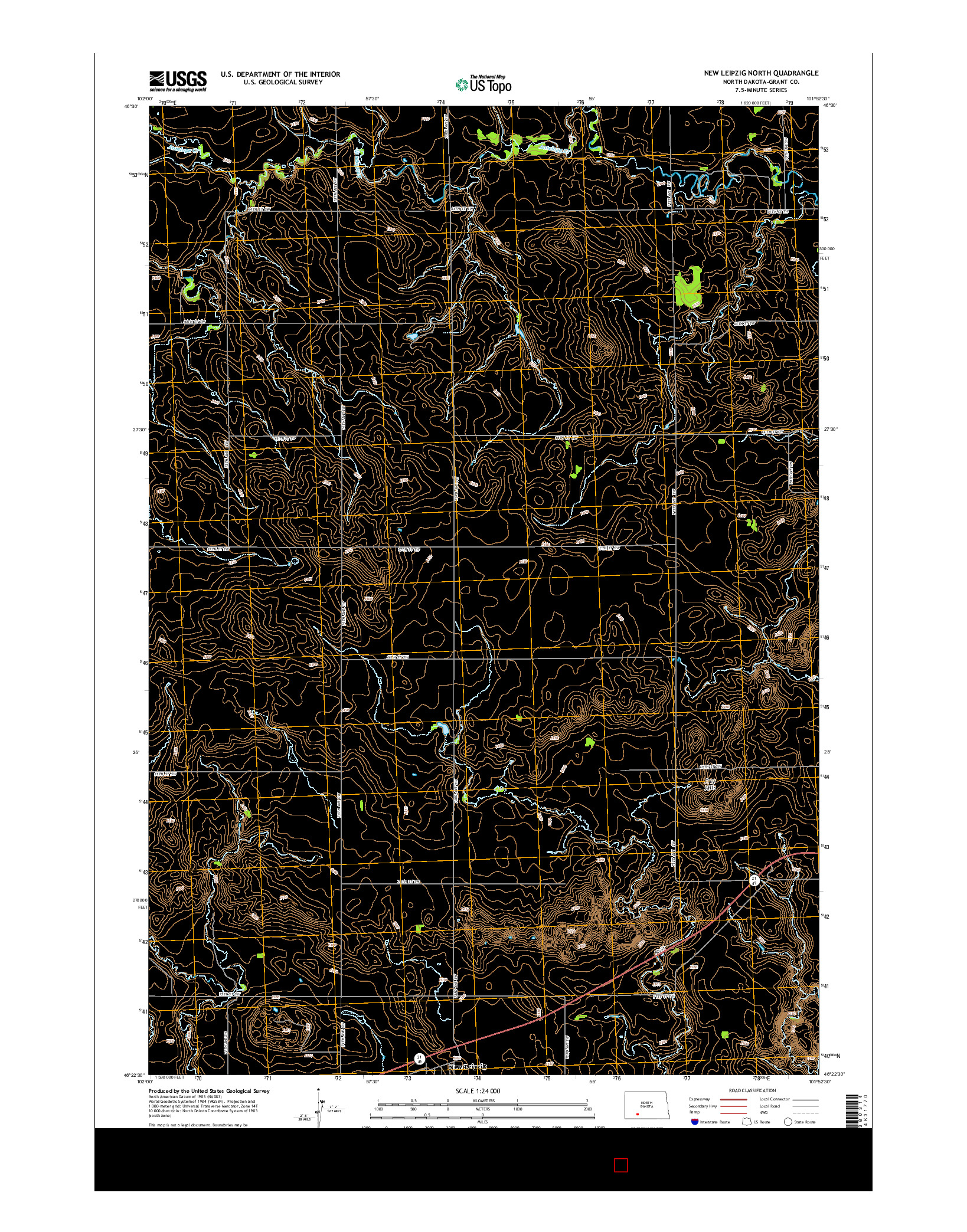 USGS US TOPO 7.5-MINUTE MAP FOR NEW LEIPZIG NORTH, ND 2014