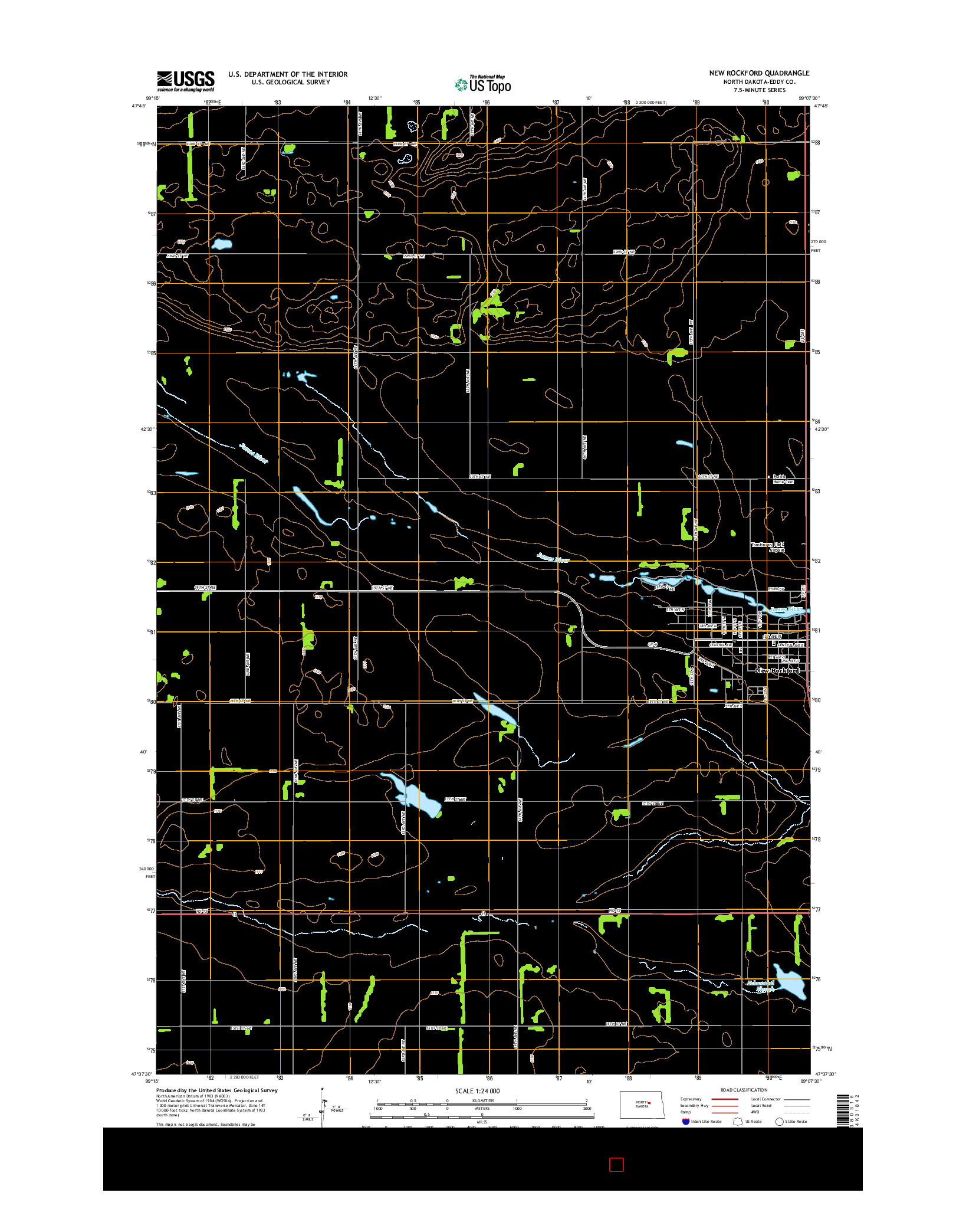 USGS US TOPO 7.5-MINUTE MAP FOR NEW ROCKFORD, ND 2014