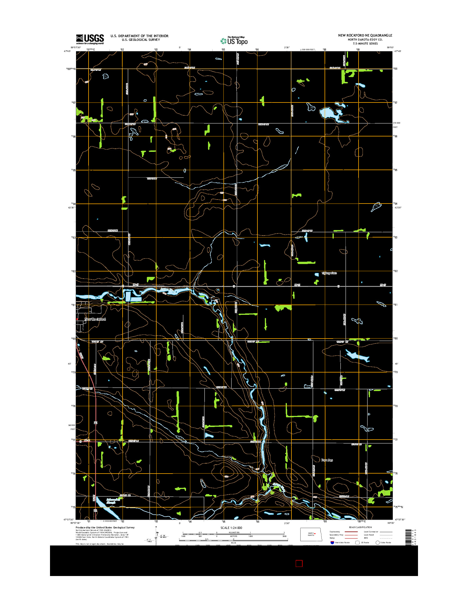 USGS US TOPO 7.5-MINUTE MAP FOR NEW ROCKFORD NE, ND 2014