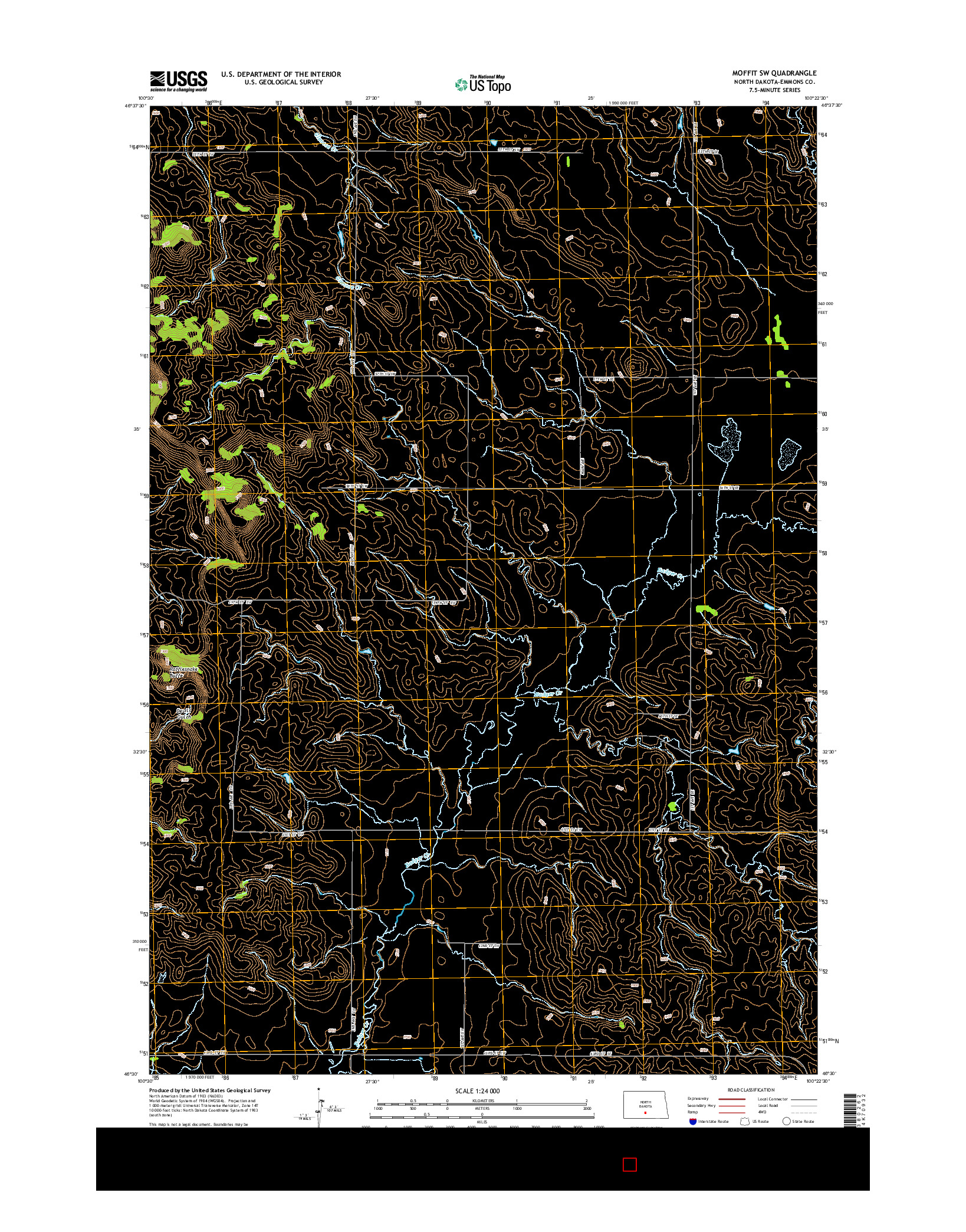 USGS US TOPO 7.5-MINUTE MAP FOR MOFFIT SW, ND 2014