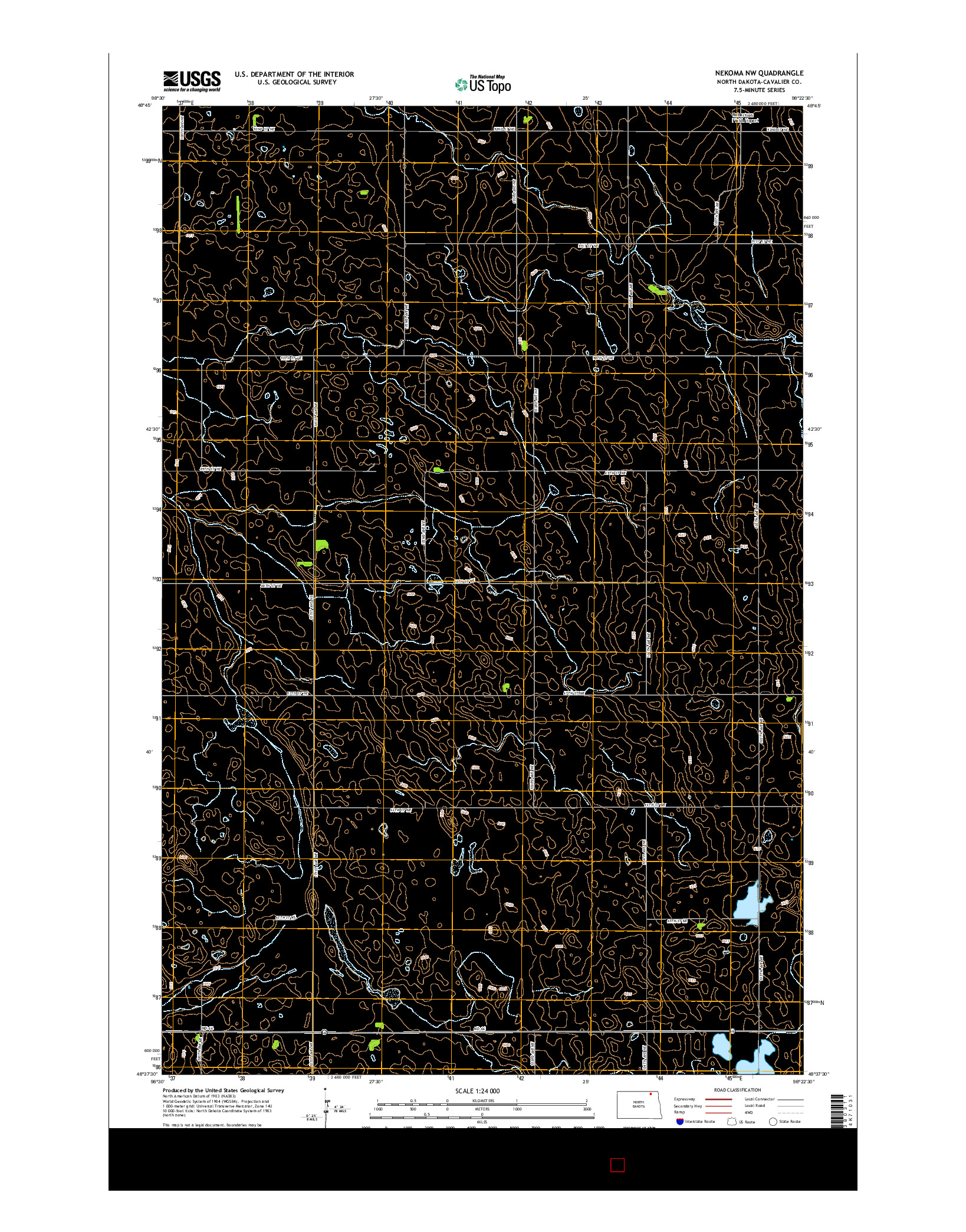 USGS US TOPO 7.5-MINUTE MAP FOR NEKOMA NW, ND 2014