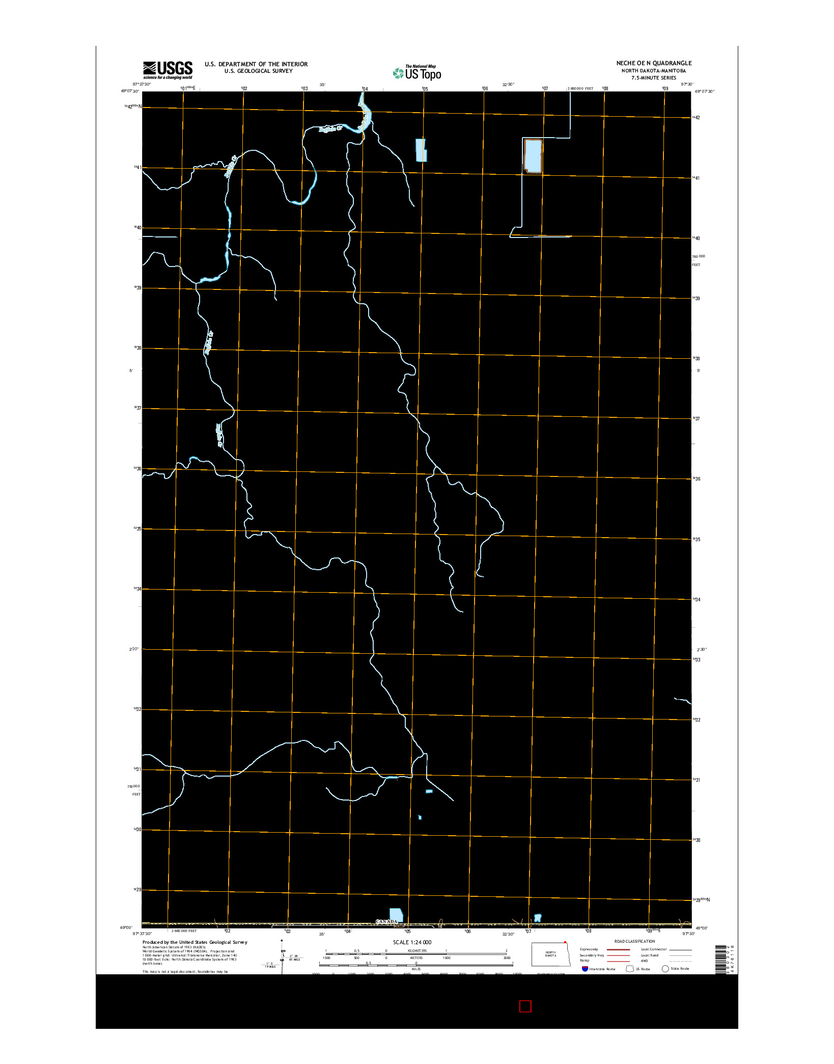 USGS US TOPO 7.5-MINUTE MAP FOR NECHE OE N, ND-MB 2014