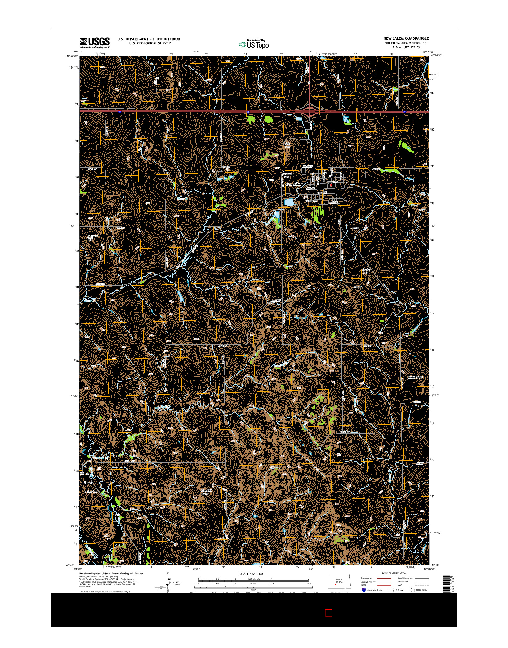 USGS US TOPO 7.5-MINUTE MAP FOR NEW SALEM, ND 2014