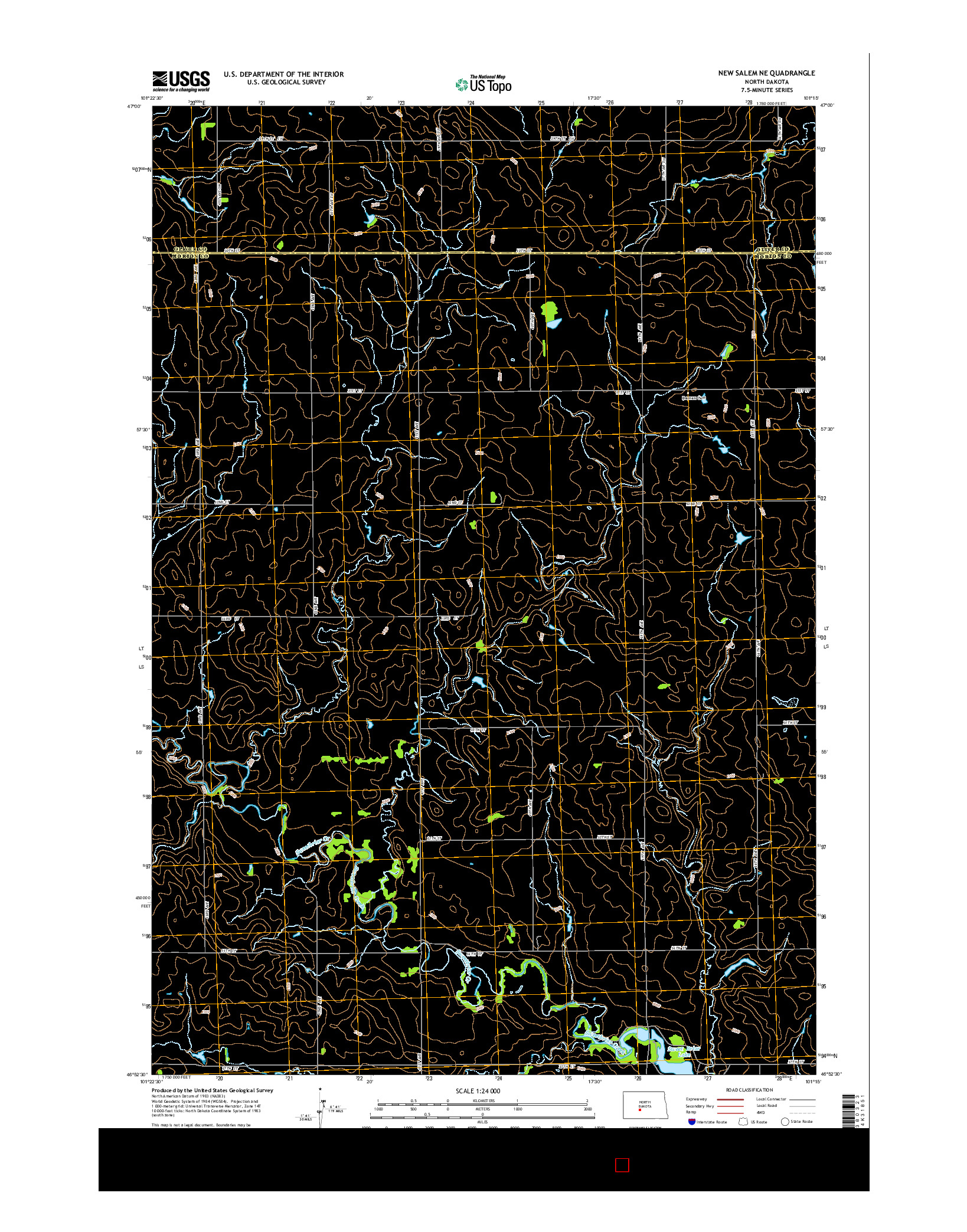 USGS US TOPO 7.5-MINUTE MAP FOR NEW SALEM NE, ND 2014