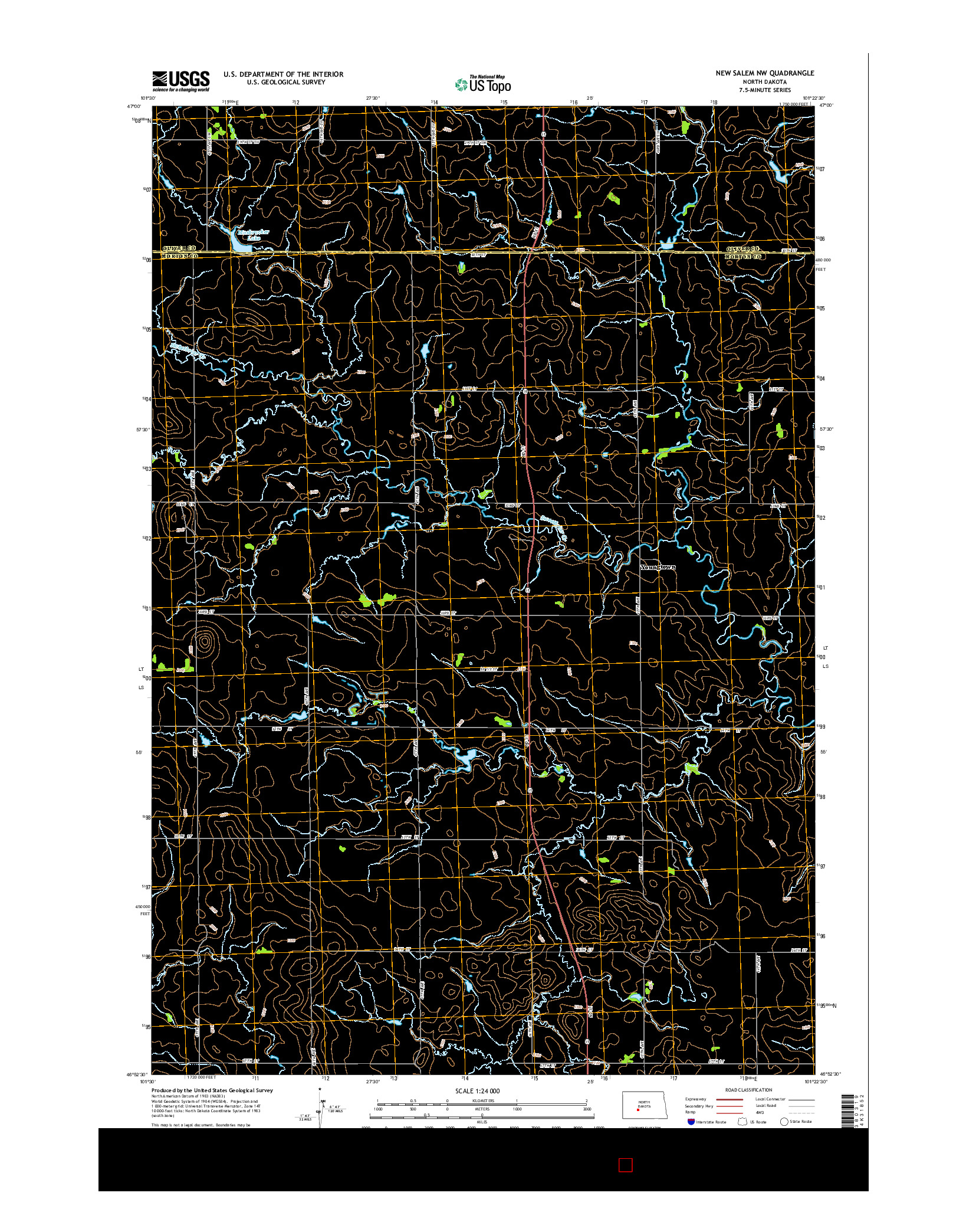 USGS US TOPO 7.5-MINUTE MAP FOR NEW SALEM NW, ND 2014