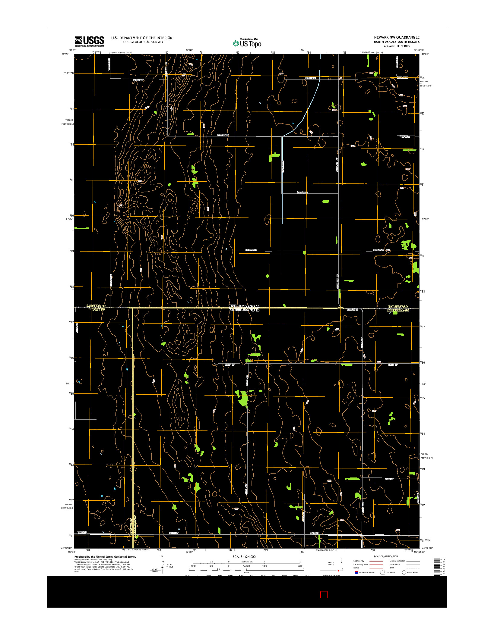 USGS US TOPO 7.5-MINUTE MAP FOR NEWARK NW, ND-SD 2014