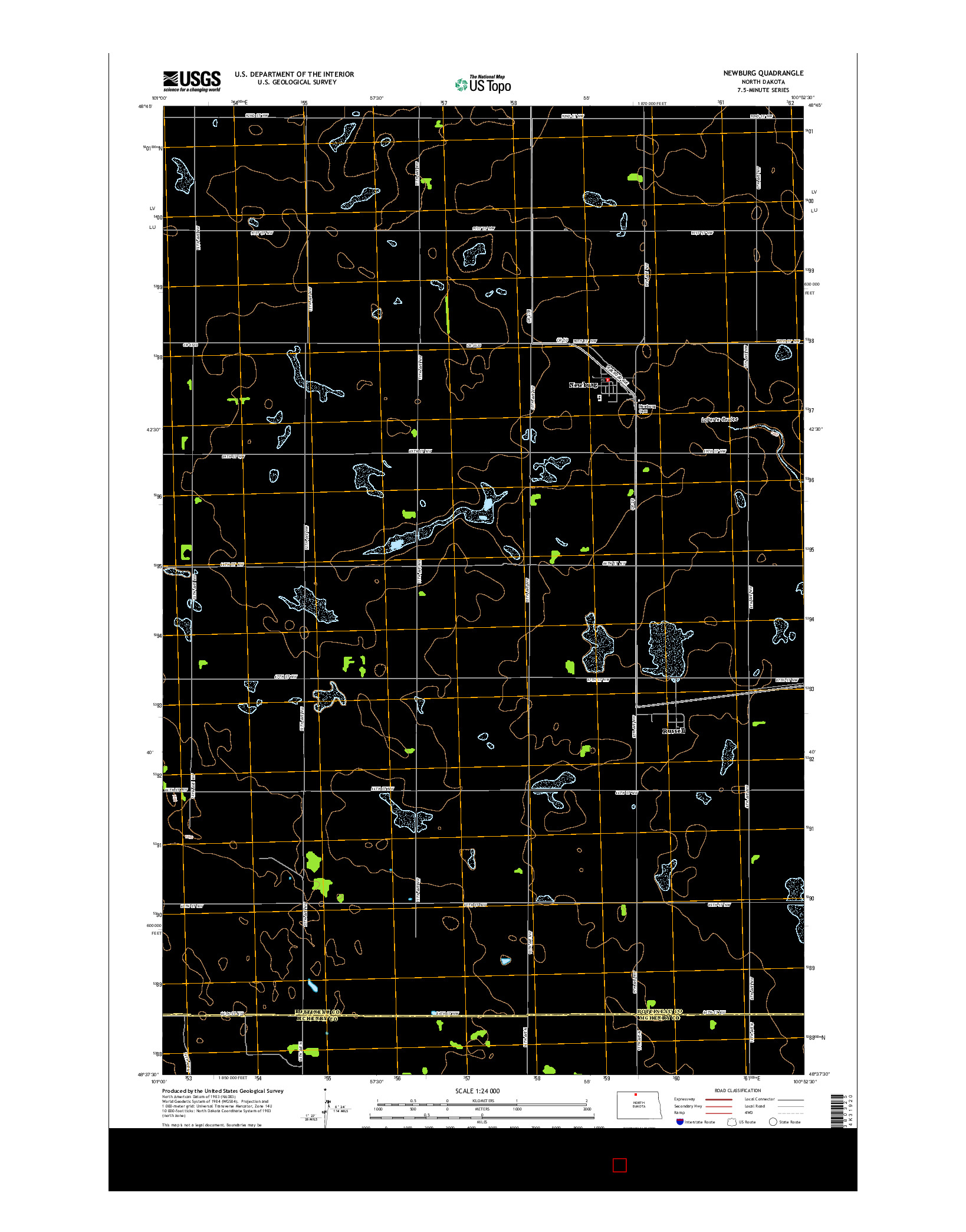 USGS US TOPO 7.5-MINUTE MAP FOR NEWBURG, ND 2014