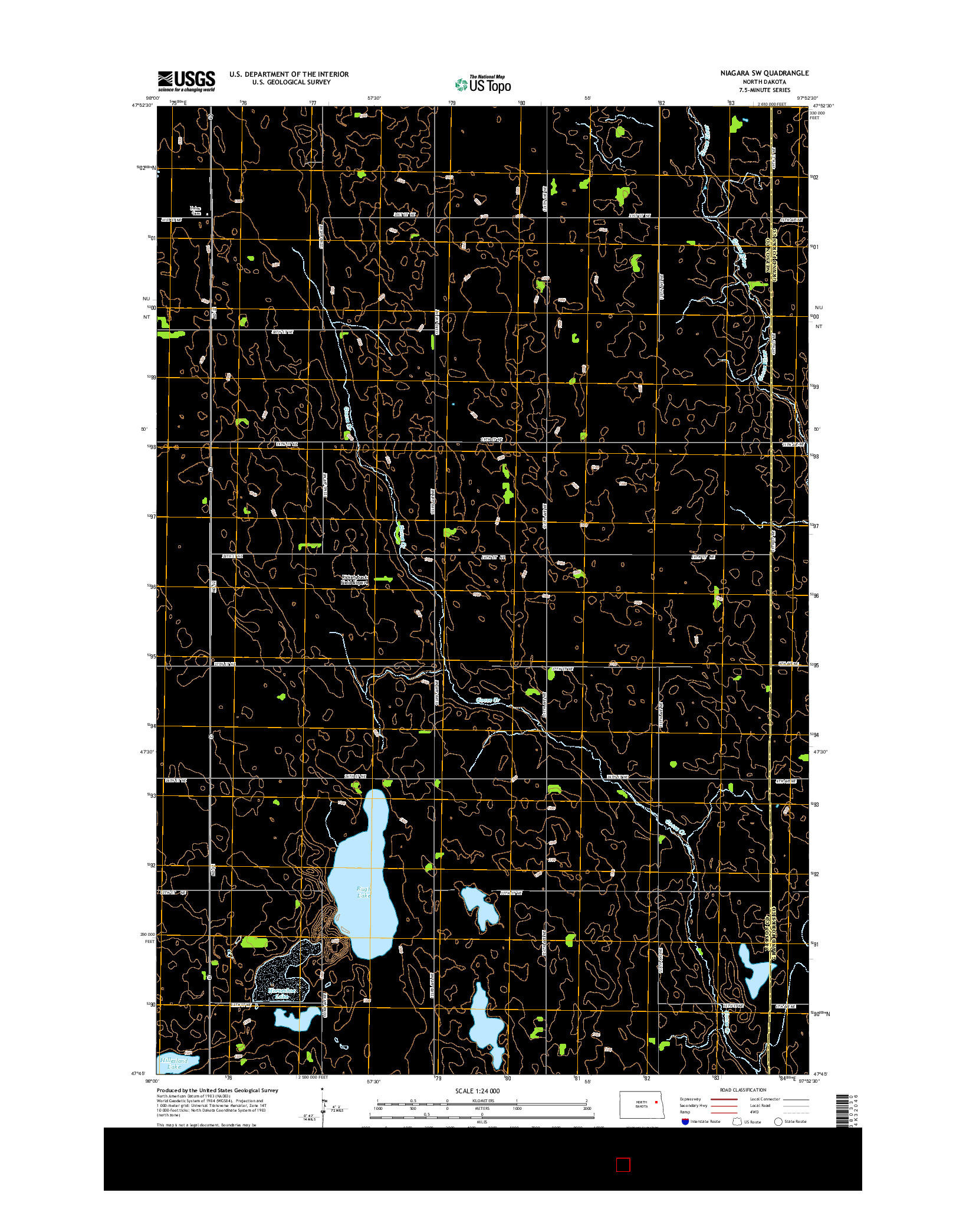 USGS US TOPO 7.5-MINUTE MAP FOR NIAGARA SW, ND 2014
