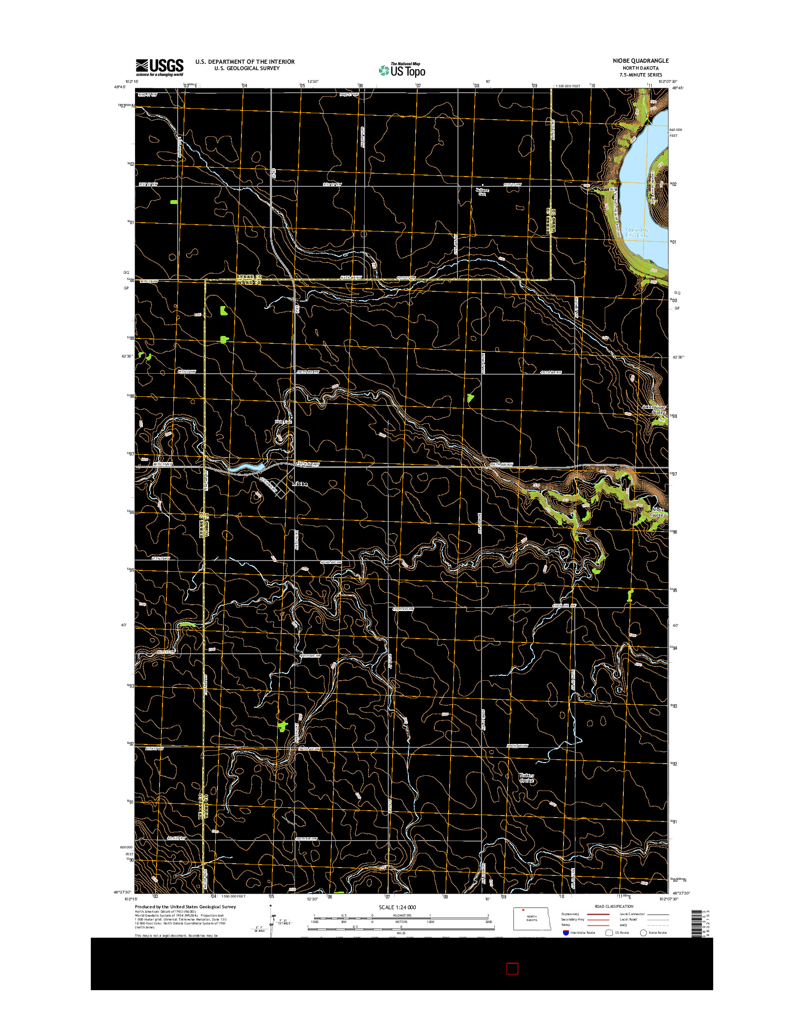 USGS US TOPO 7.5-MINUTE MAP FOR NIOBE, ND 2014