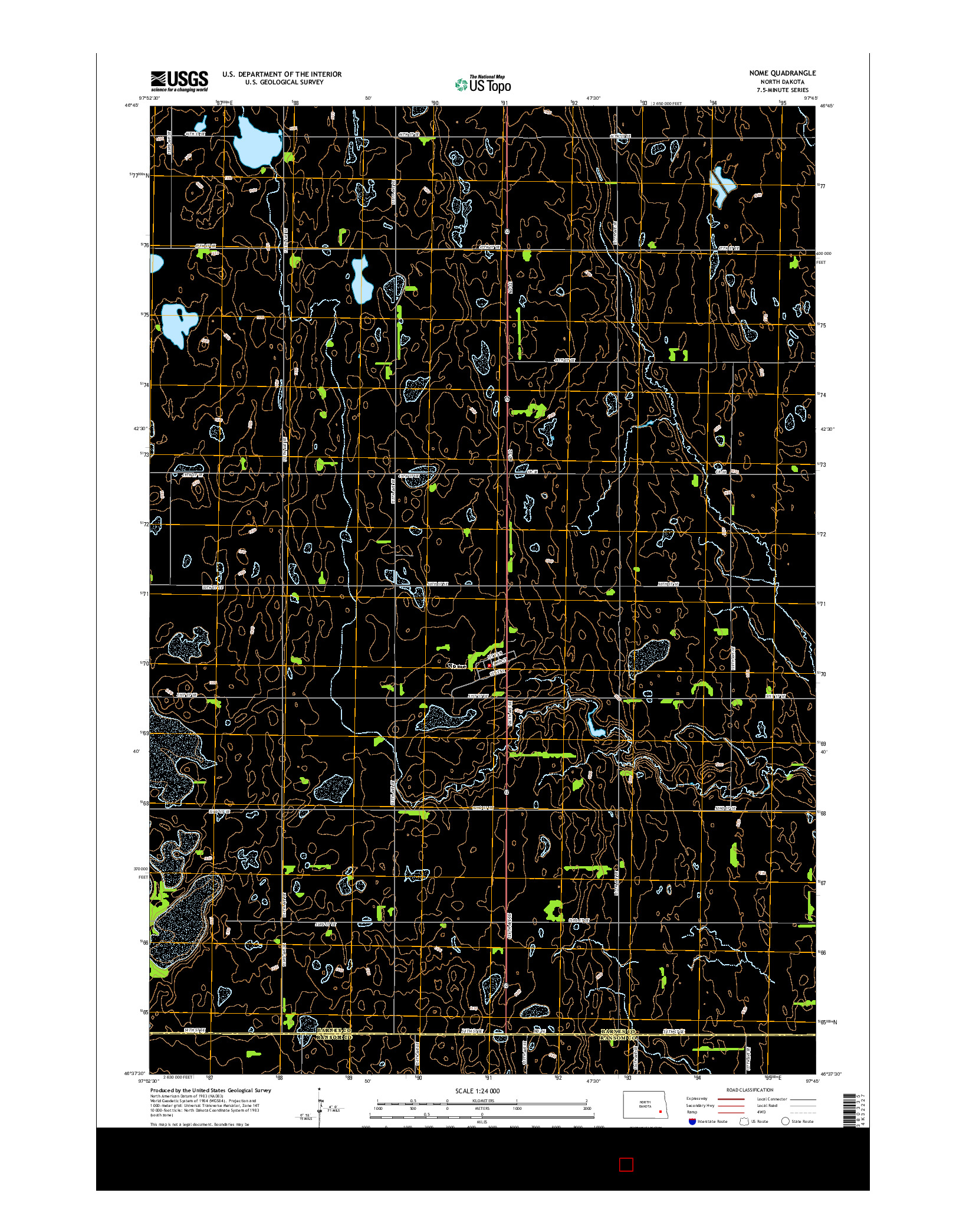 USGS US TOPO 7.5-MINUTE MAP FOR NOME, ND 2014