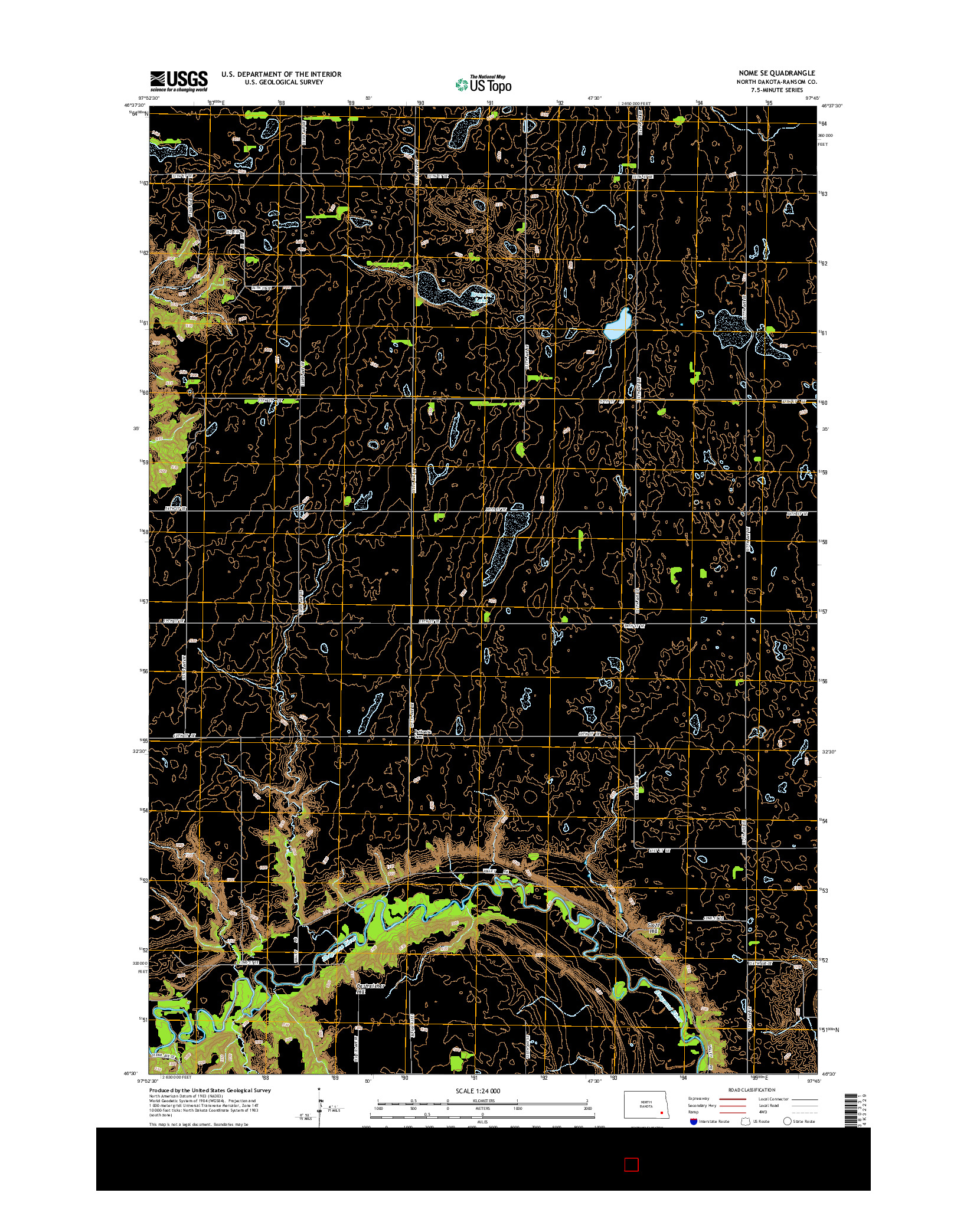 USGS US TOPO 7.5-MINUTE MAP FOR NOME SE, ND 2014