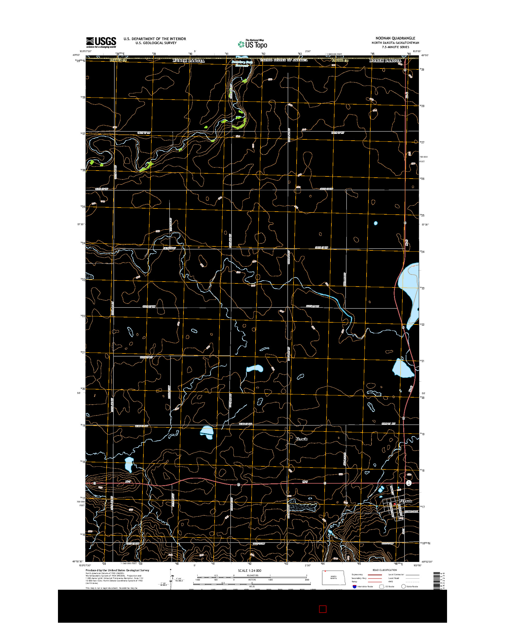 USGS US TOPO 7.5-MINUTE MAP FOR NOONAN, ND-SK 2014