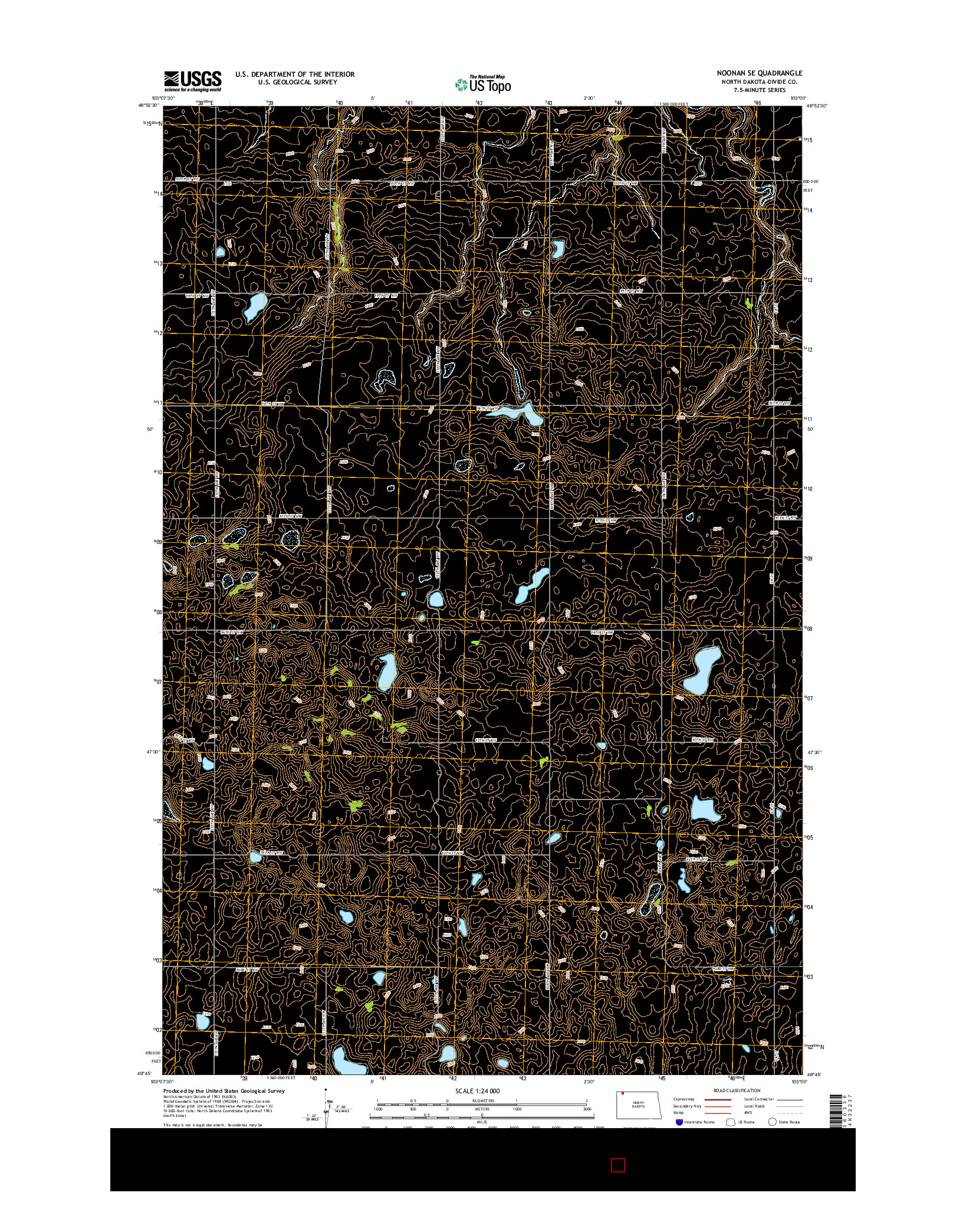 USGS US TOPO 7.5-MINUTE MAP FOR NOONAN SE, ND 2014