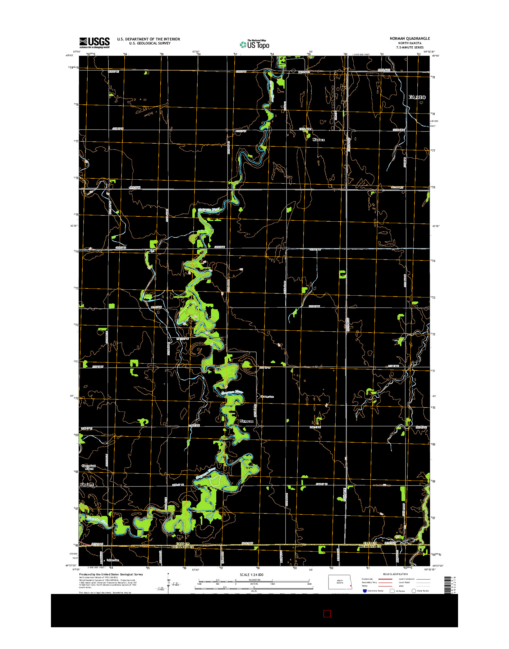 USGS US TOPO 7.5-MINUTE MAP FOR NORMAN, ND 2014