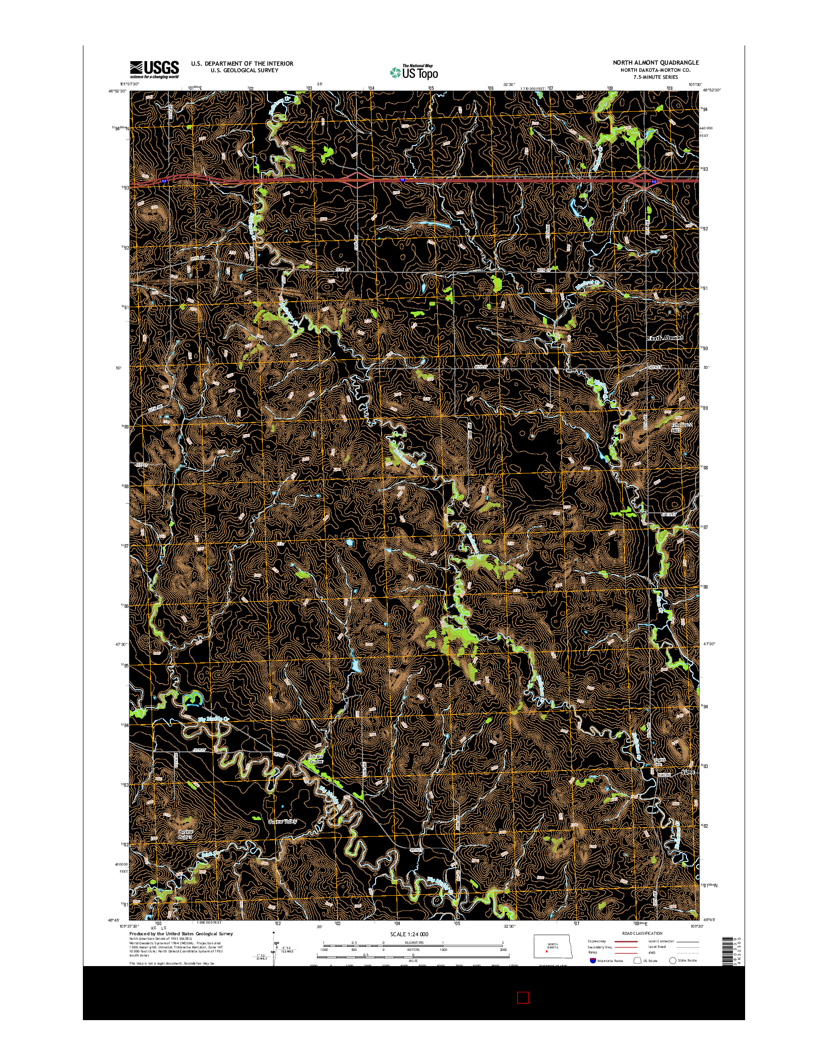 USGS US TOPO 7.5-MINUTE MAP FOR NORTH ALMONT, ND 2014