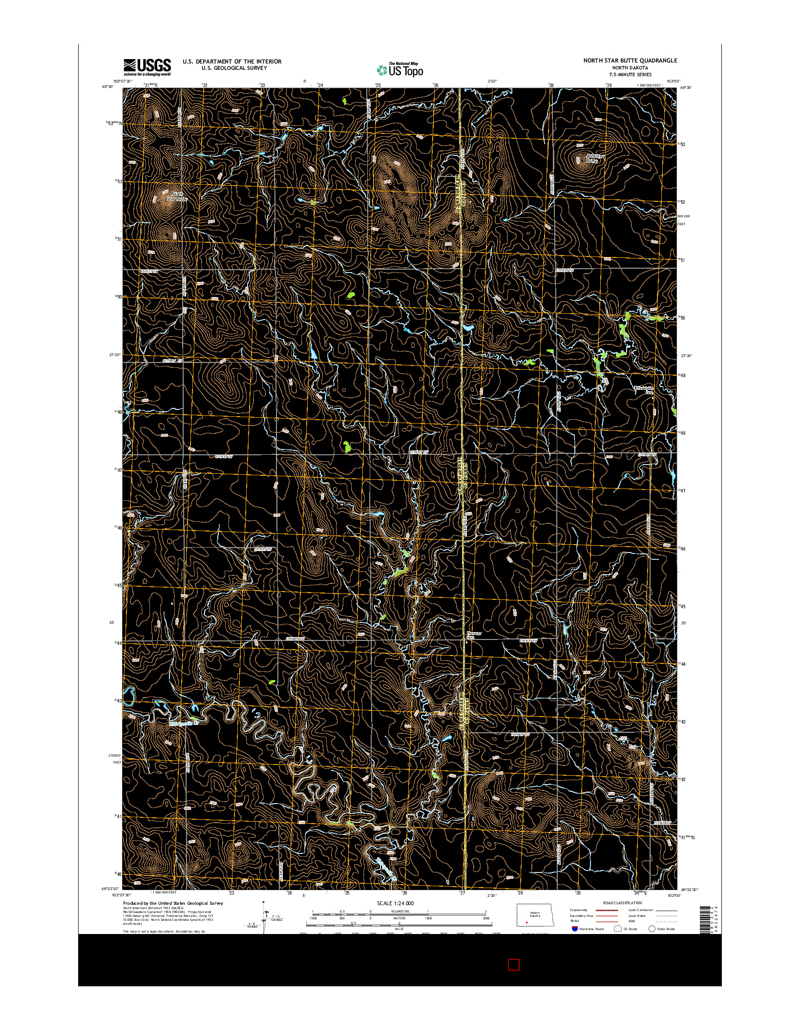 USGS US TOPO 7.5-MINUTE MAP FOR NORTH STAR BUTTE, ND 2014