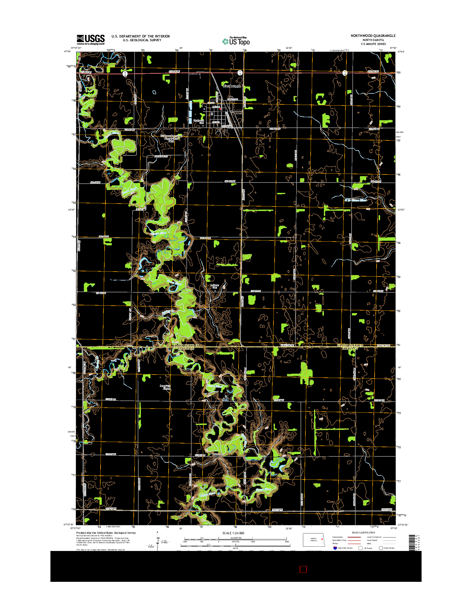 USGS US TOPO 7.5-MINUTE MAP FOR NORTHWOOD, ND 2014