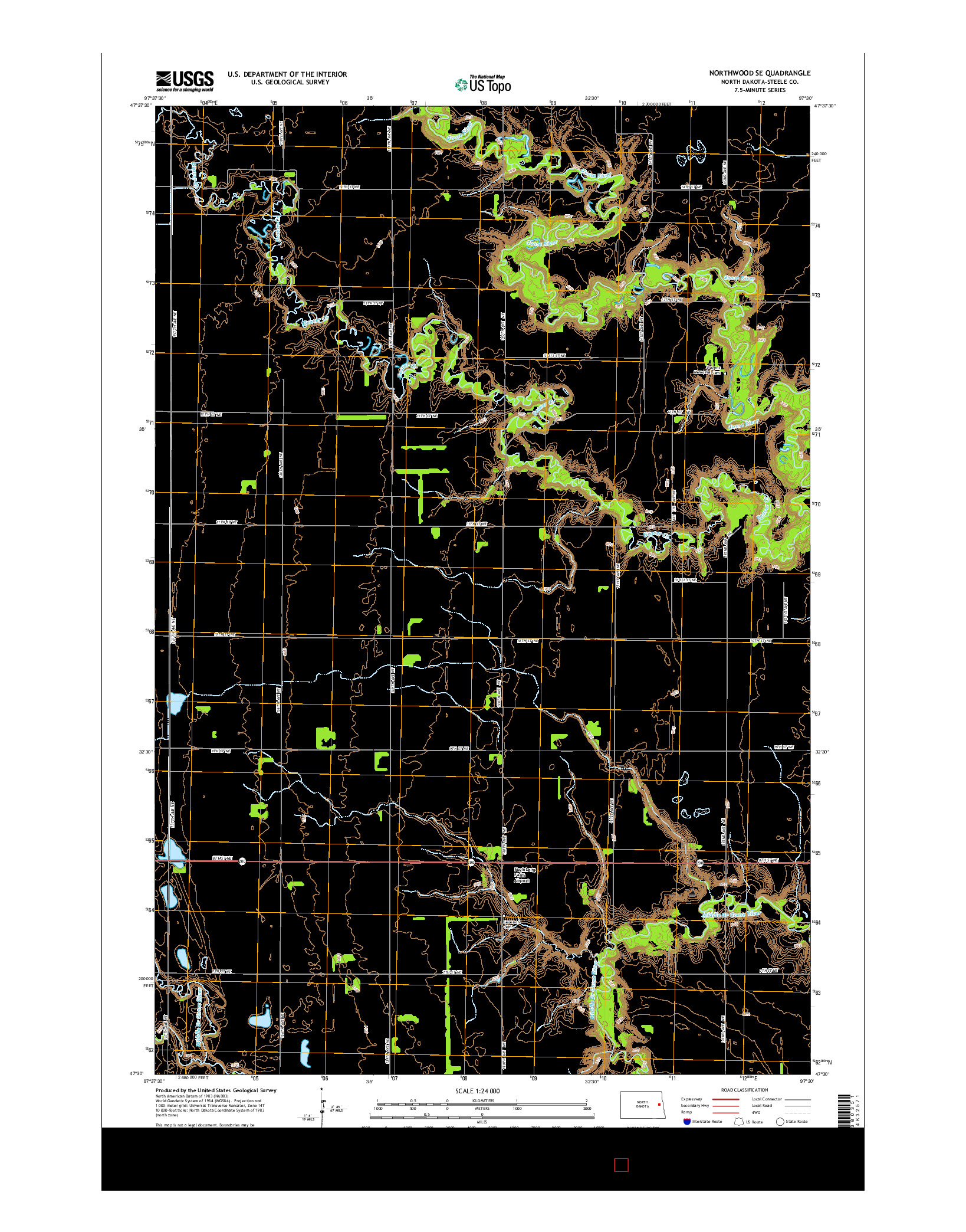 USGS US TOPO 7.5-MINUTE MAP FOR NORTHWOOD SE, ND 2014