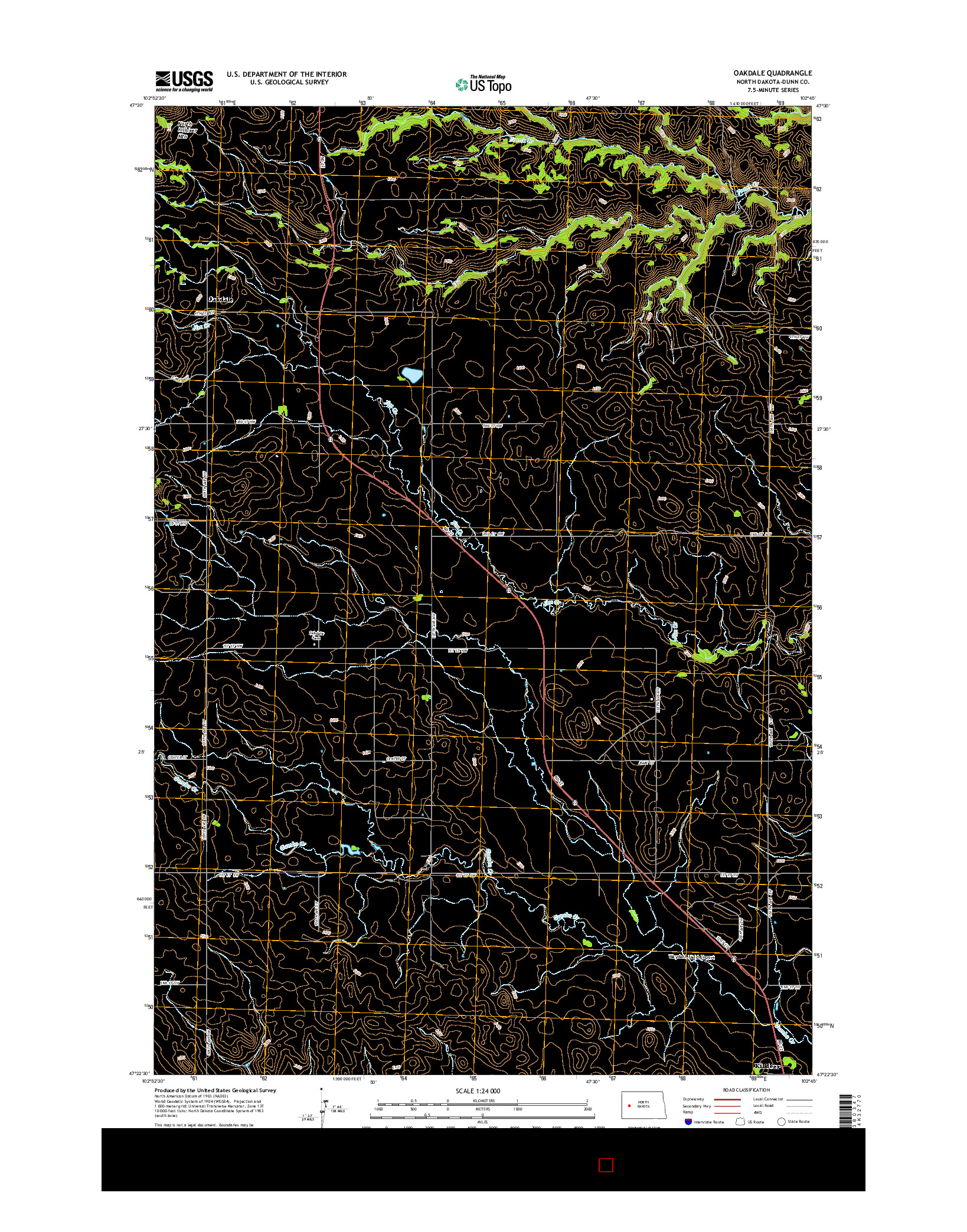 USGS US TOPO 7.5-MINUTE MAP FOR OAKDALE, ND 2014