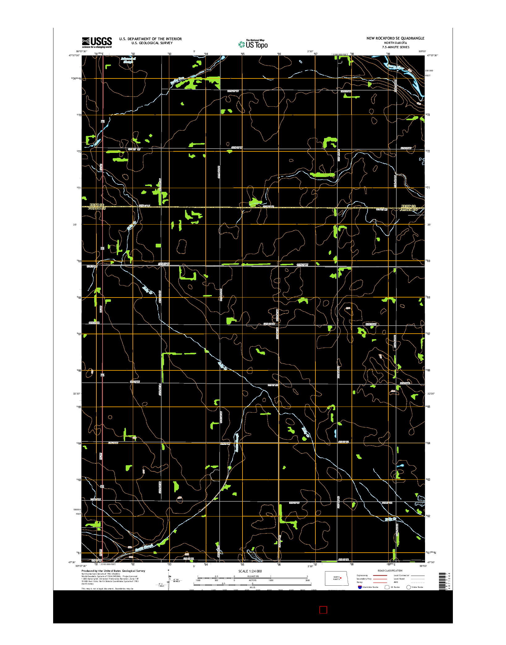 USGS US TOPO 7.5-MINUTE MAP FOR NEW ROCKFORD SE, ND 2014