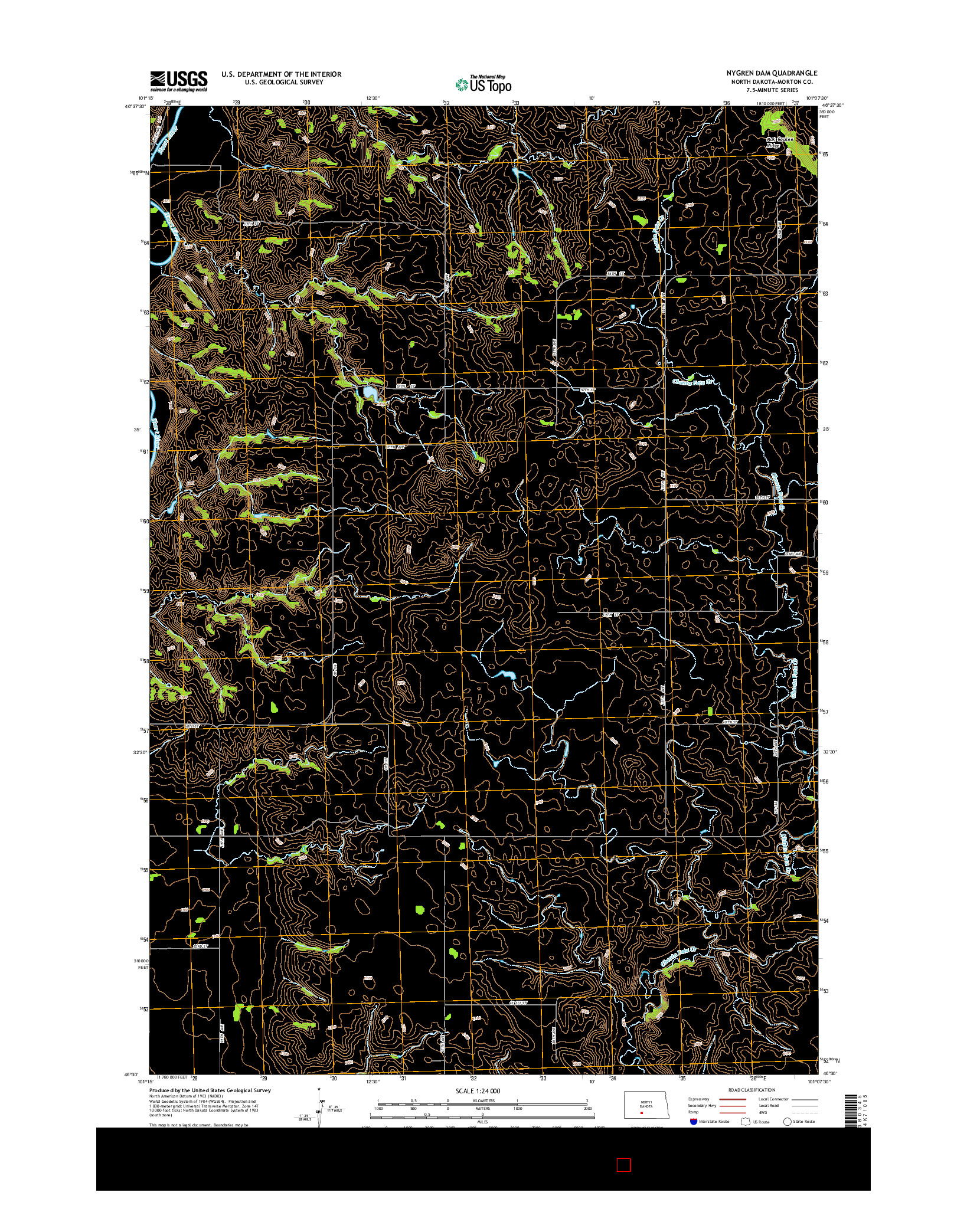 USGS US TOPO 7.5-MINUTE MAP FOR NYGREN DAM, ND 2014