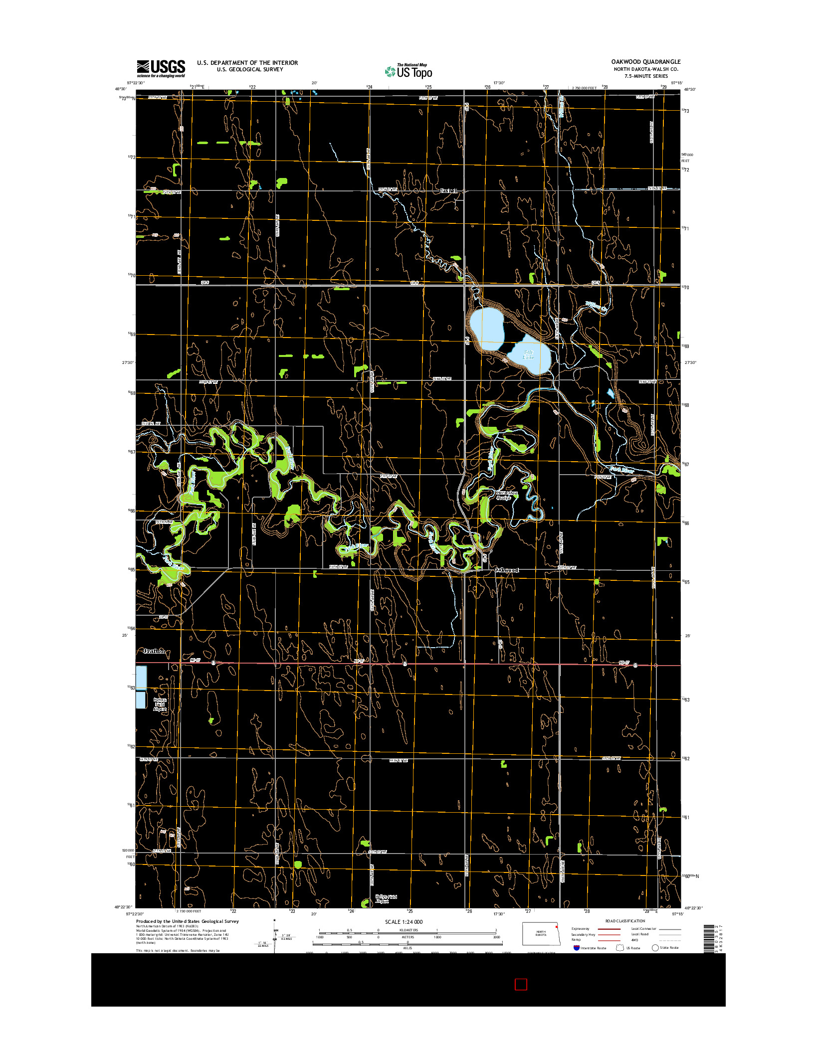 USGS US TOPO 7.5-MINUTE MAP FOR OAKWOOD, ND 2014