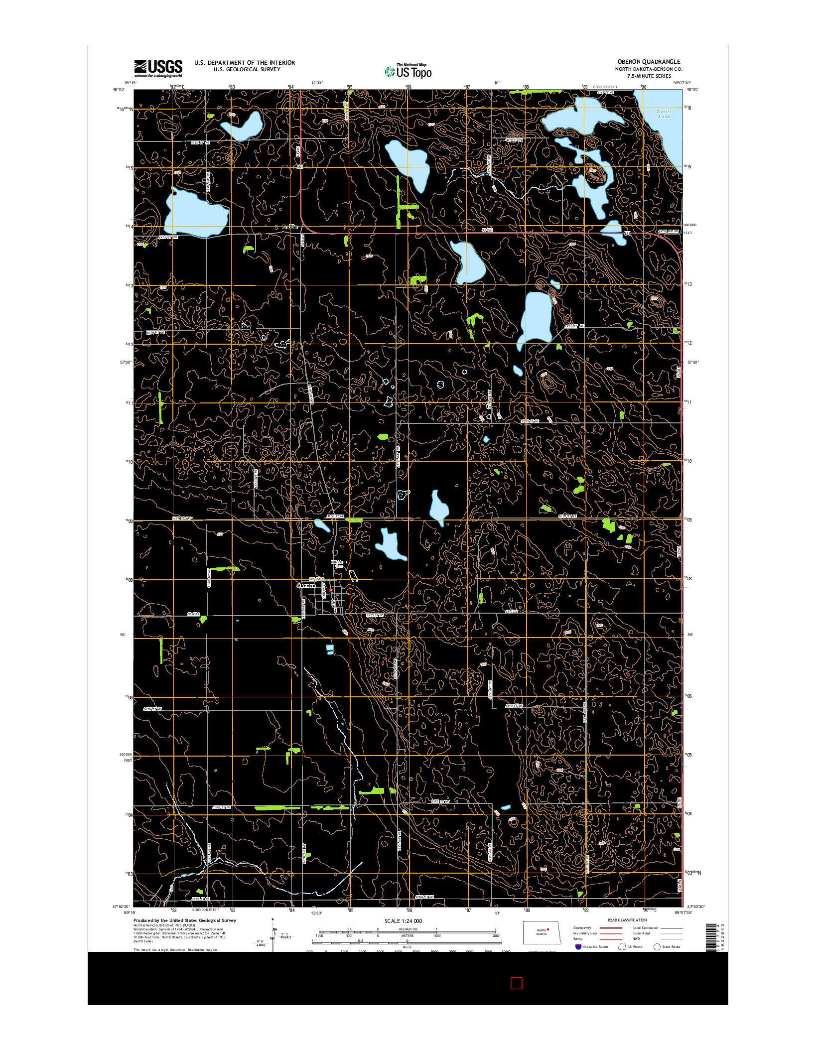 USGS US TOPO 7.5-MINUTE MAP FOR OBERON, ND 2014