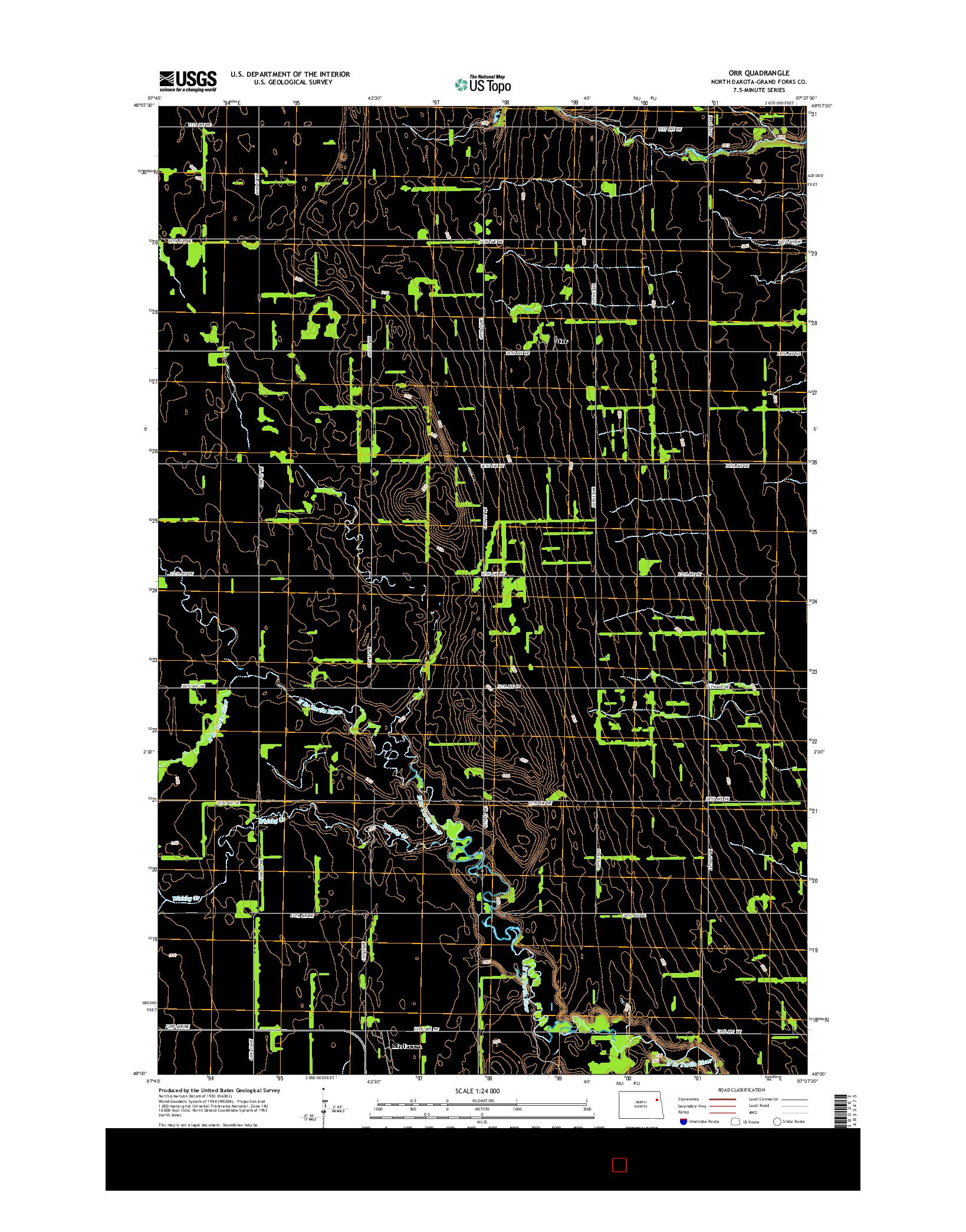 USGS US TOPO 7.5-MINUTE MAP FOR ORR, ND 2014