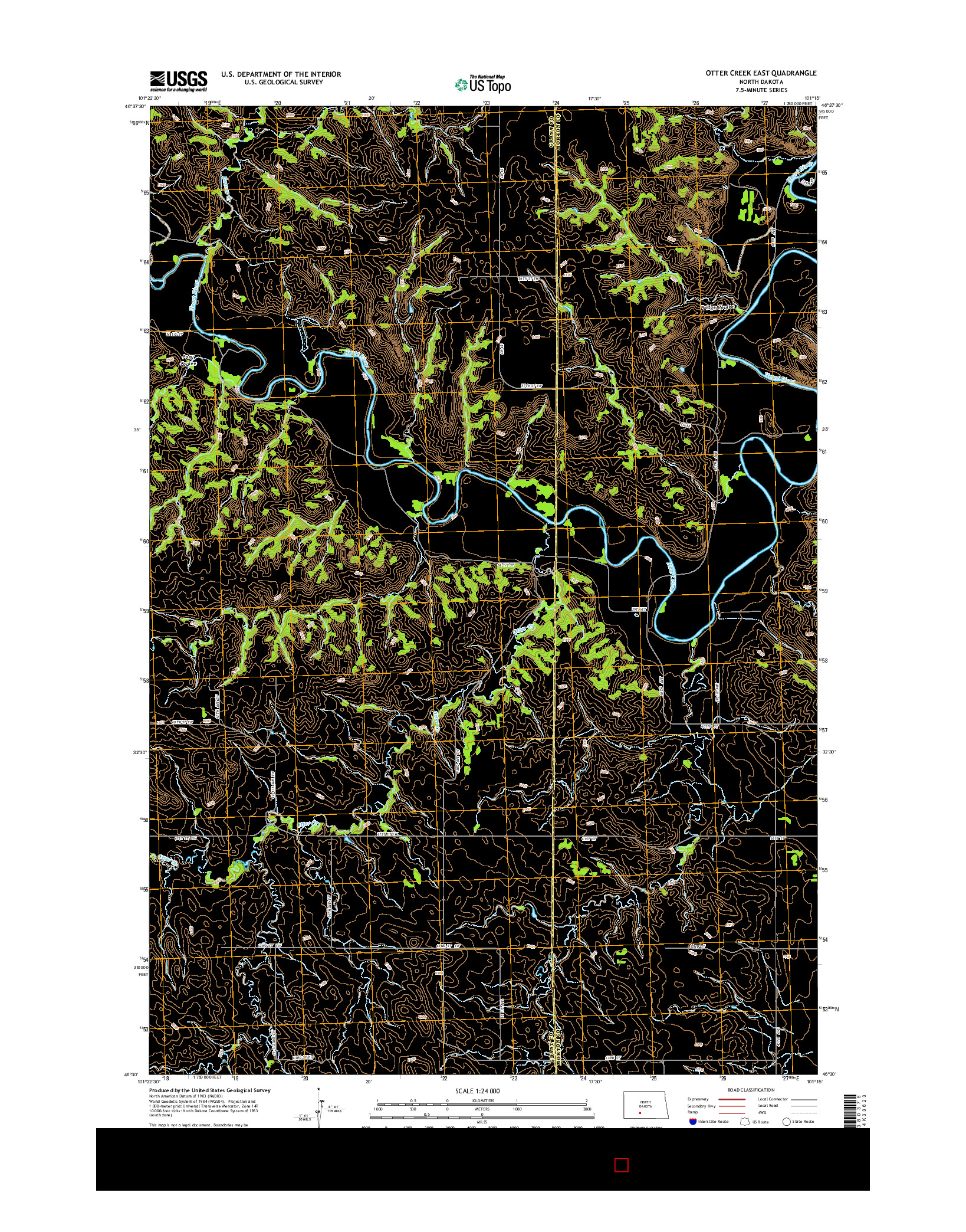 USGS US TOPO 7.5-MINUTE MAP FOR OTTER CREEK EAST, ND 2014