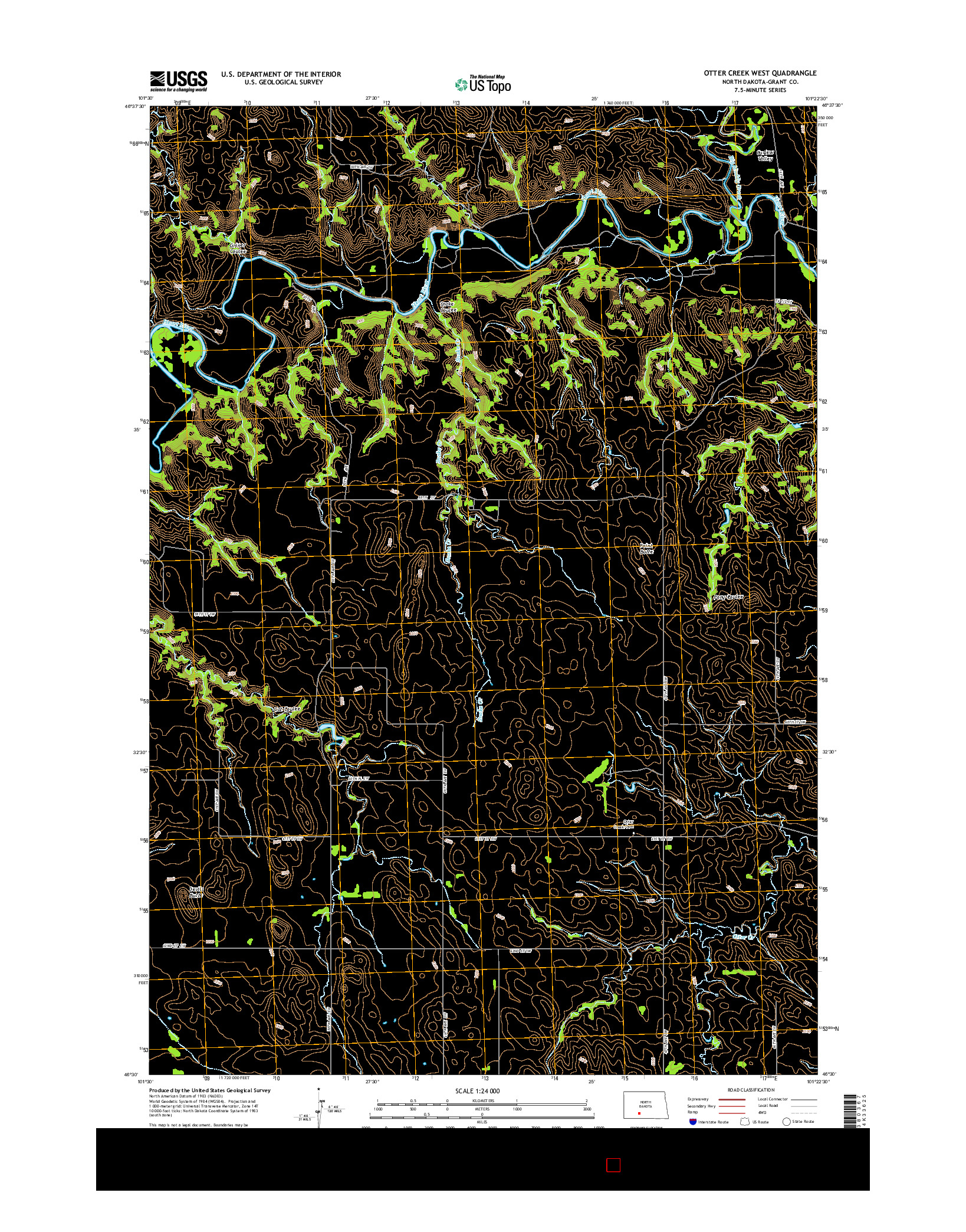 USGS US TOPO 7.5-MINUTE MAP FOR OTTER CREEK WEST, ND 2014