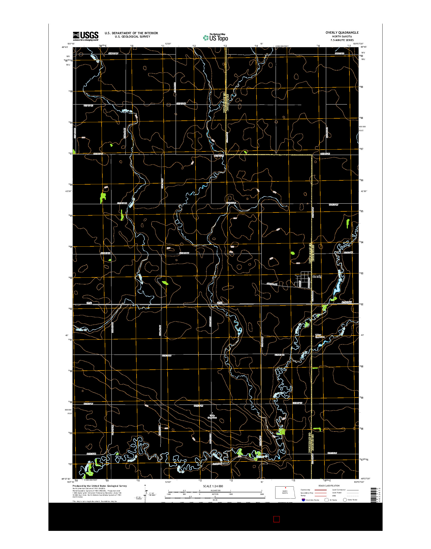 USGS US TOPO 7.5-MINUTE MAP FOR OVERLY, ND 2014