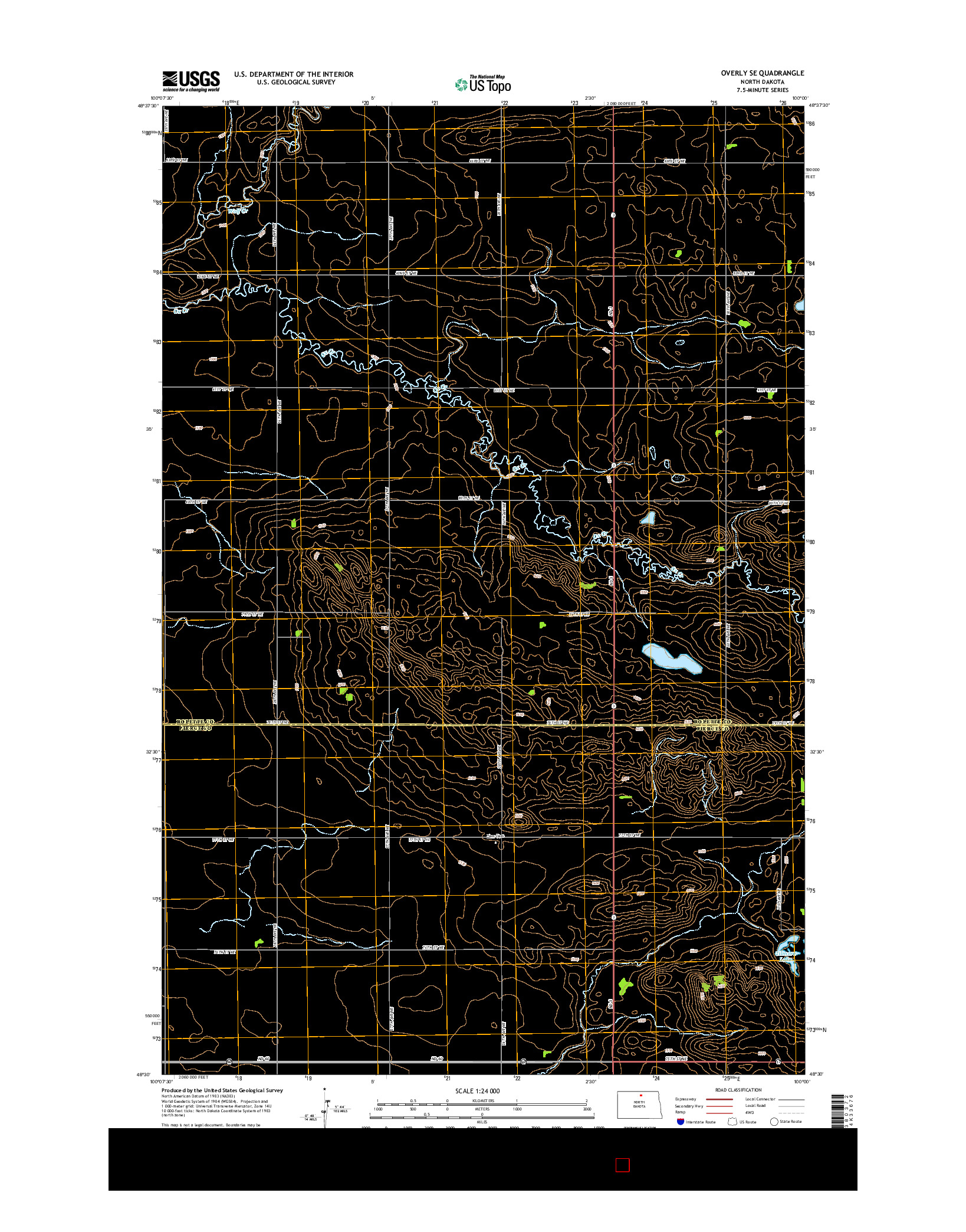 USGS US TOPO 7.5-MINUTE MAP FOR OVERLY SE, ND 2014