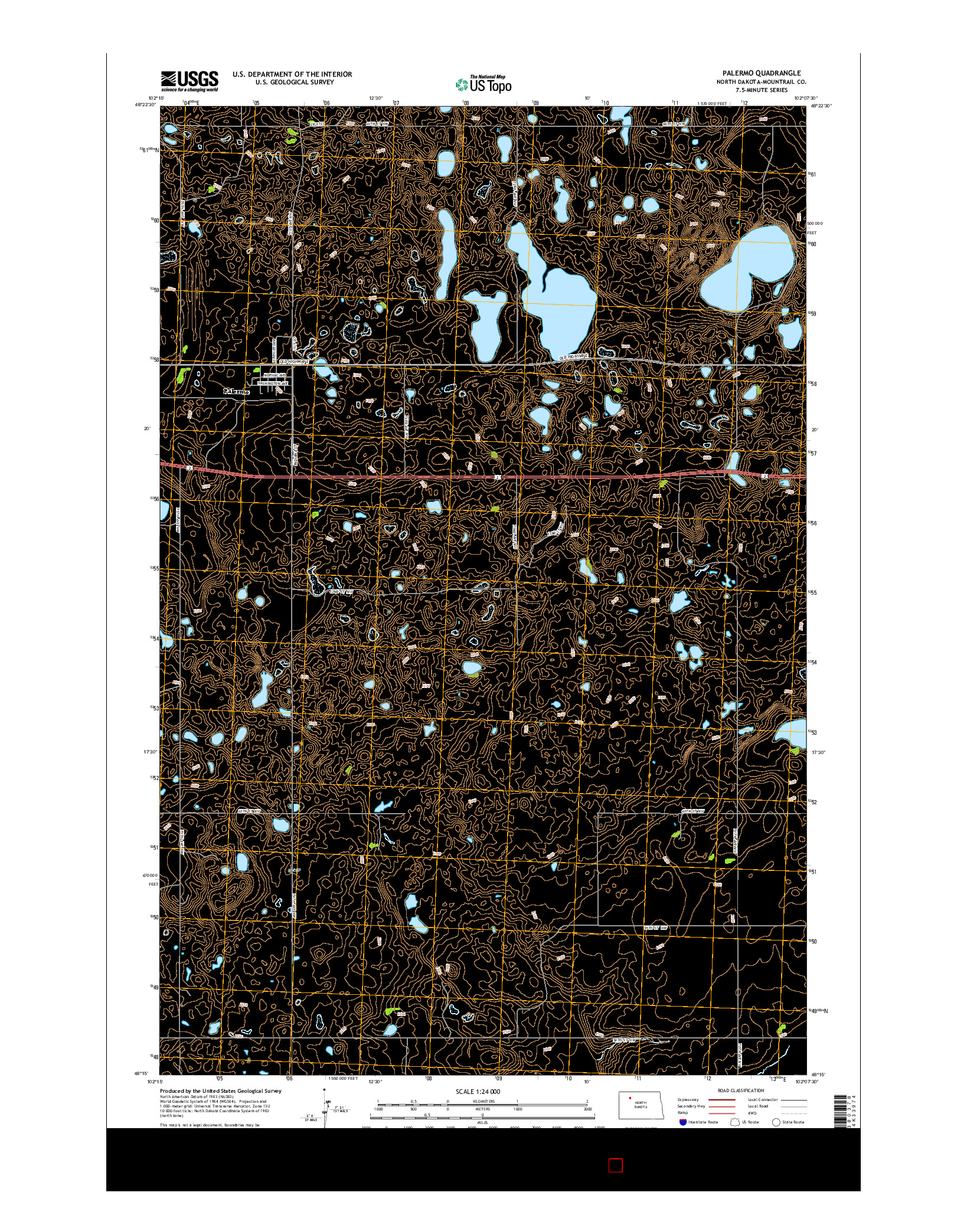 USGS US TOPO 7.5-MINUTE MAP FOR PALERMO, ND 2014