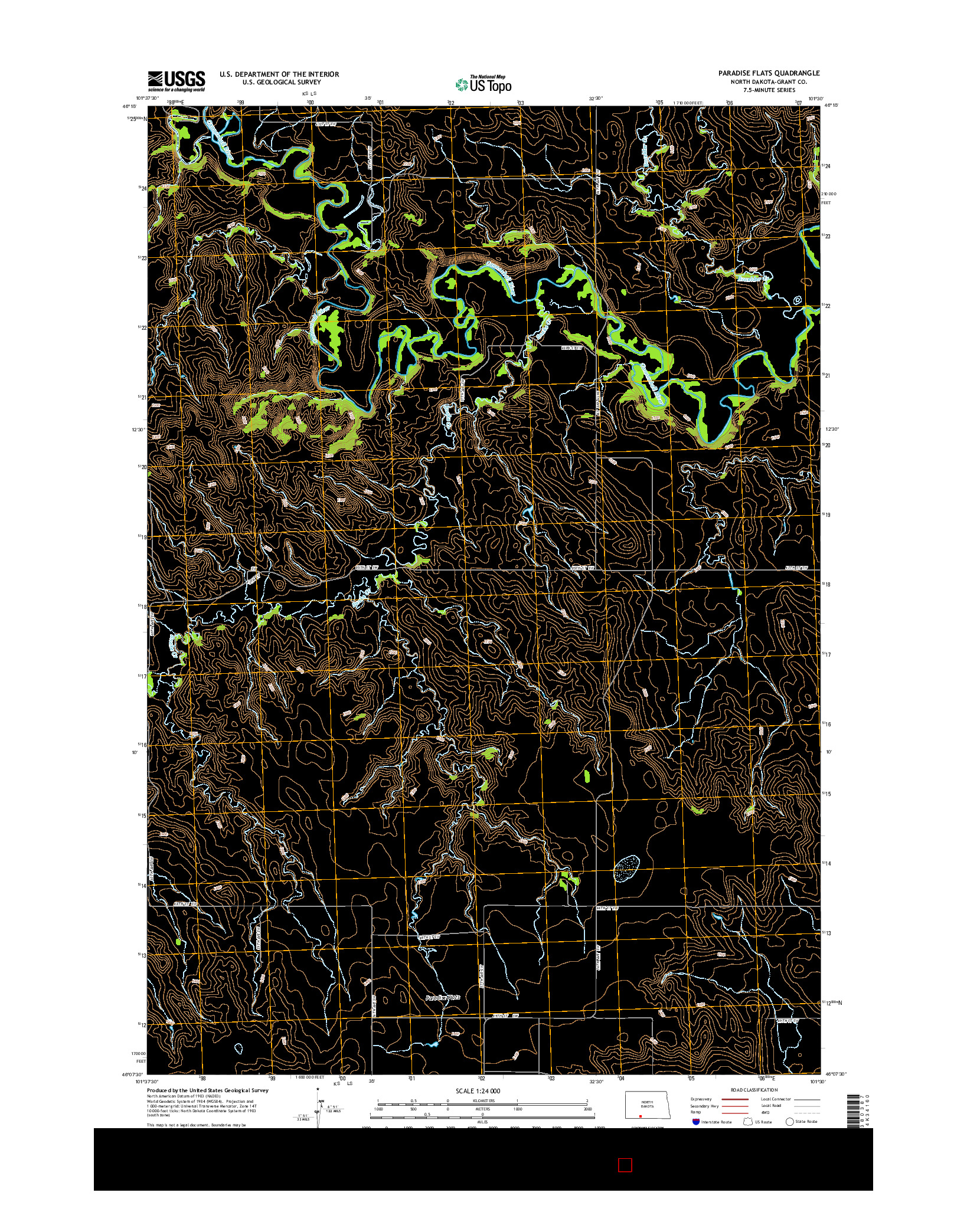 USGS US TOPO 7.5-MINUTE MAP FOR PARADISE FLATS, ND 2014