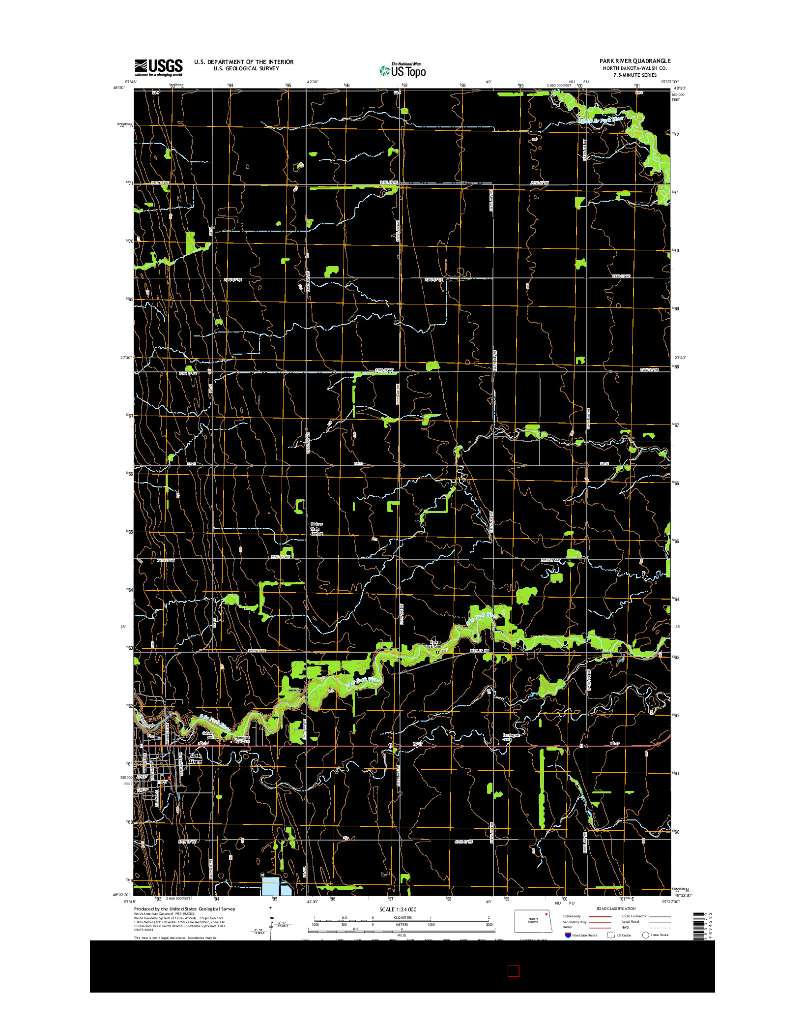USGS US TOPO 7.5-MINUTE MAP FOR PARK RIVER, ND 2014