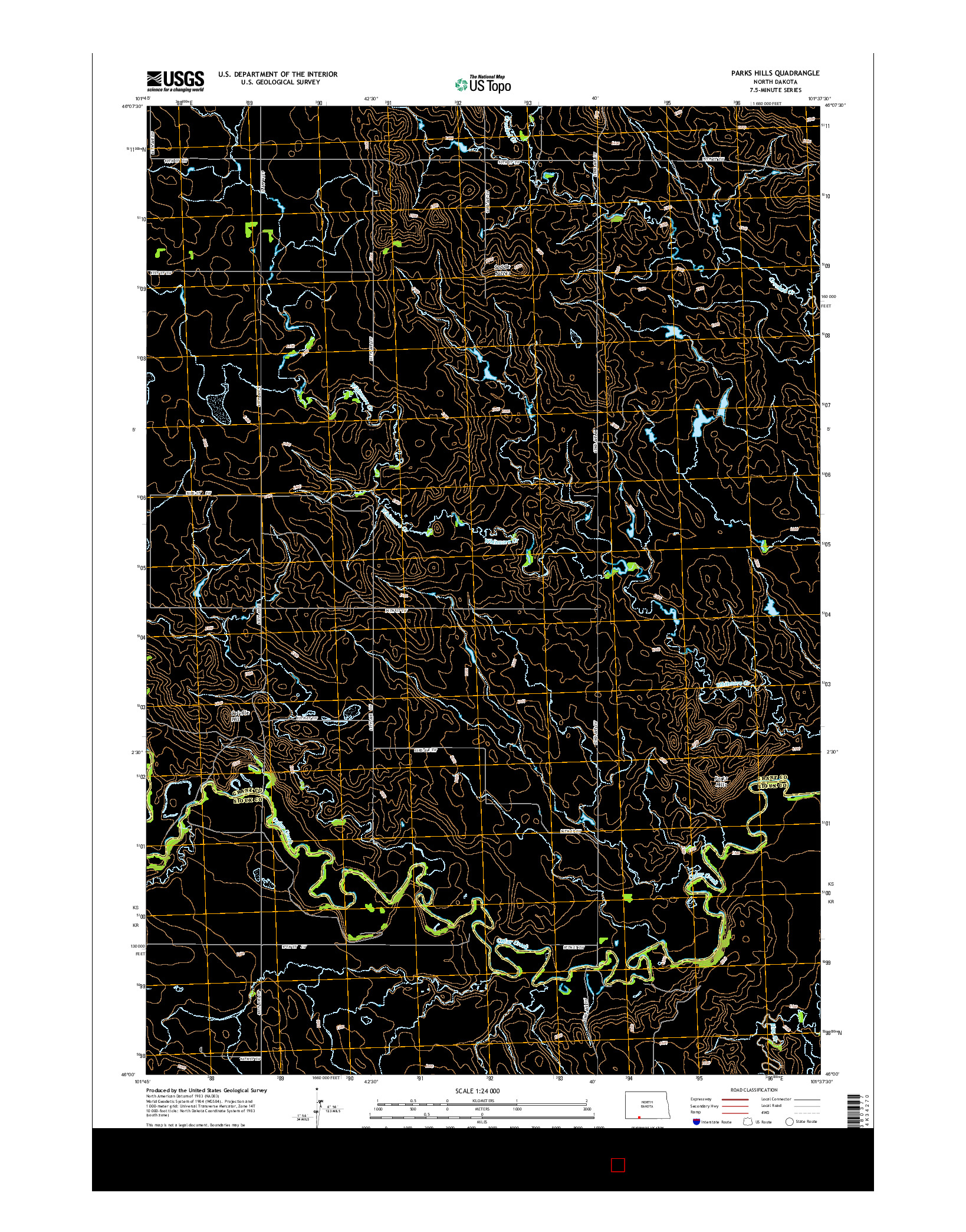 USGS US TOPO 7.5-MINUTE MAP FOR PARKS HILLS, ND 2014