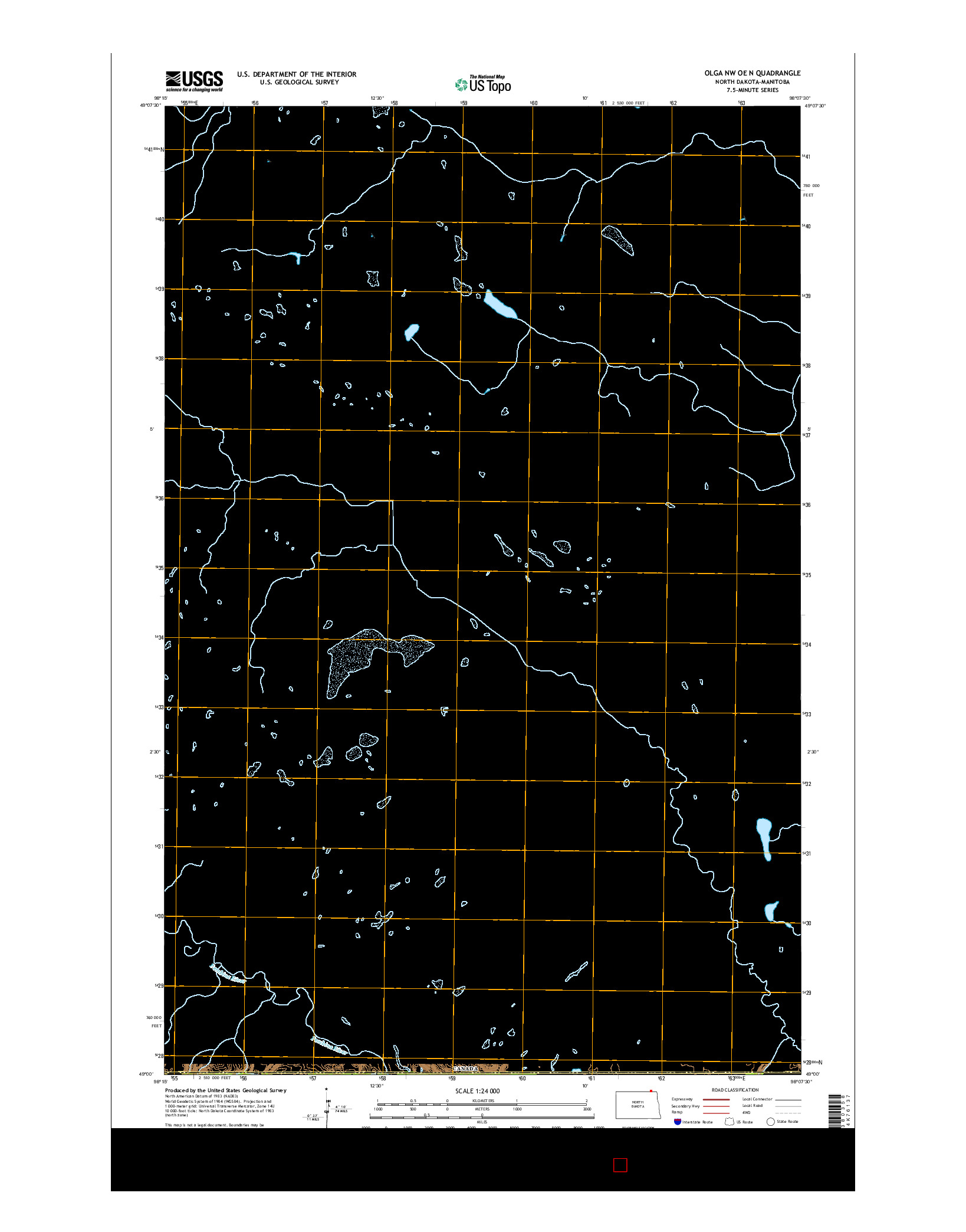 USGS US TOPO 7.5-MINUTE MAP FOR OLGA NW OE N, ND-MB 2014