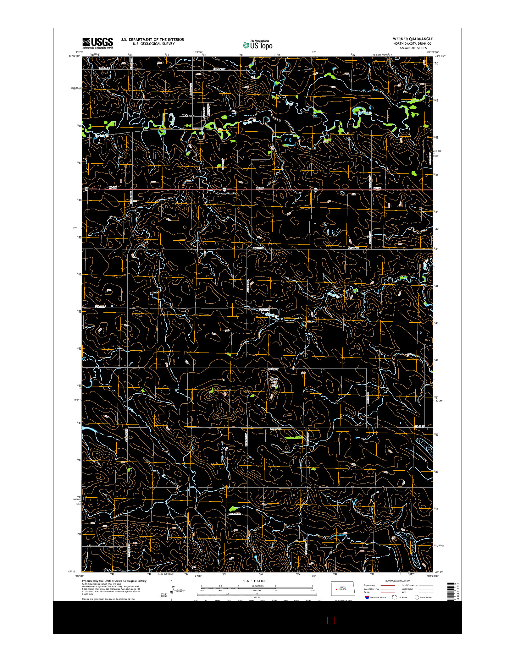 USGS US TOPO 7.5-MINUTE MAP FOR WERNER, ND 2014