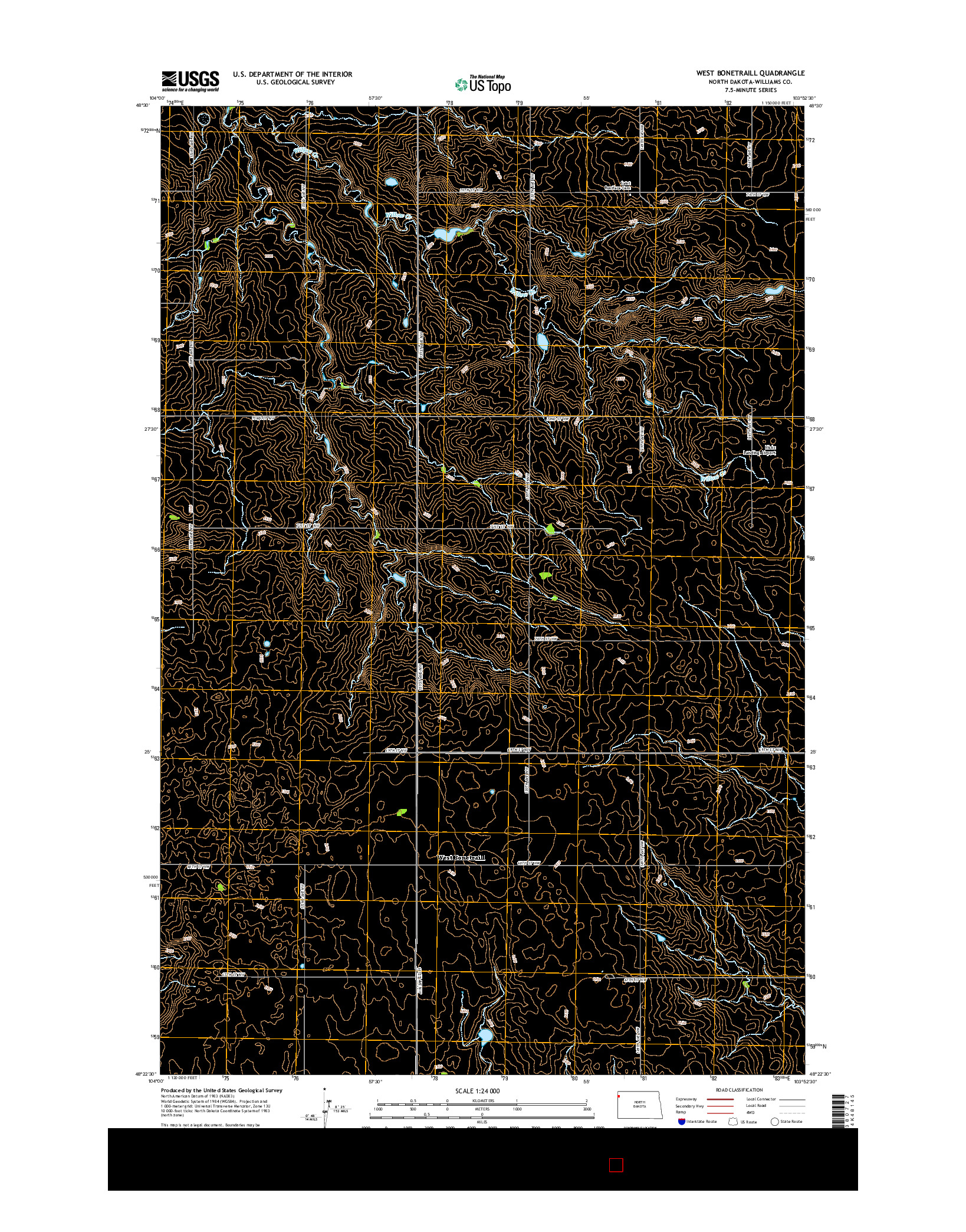 USGS US TOPO 7.5-MINUTE MAP FOR WEST BONETRAILL, ND 2014