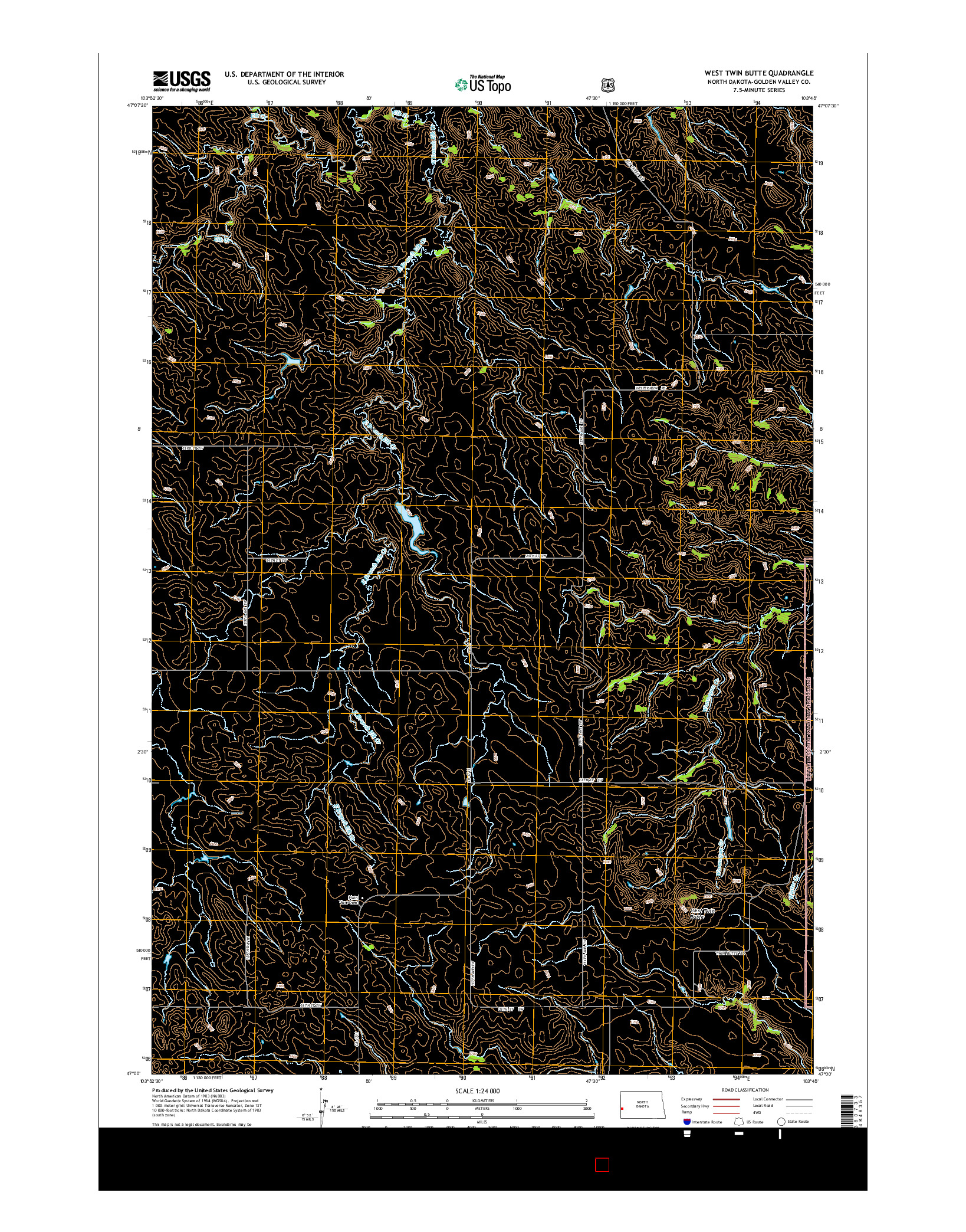 USGS US TOPO 7.5-MINUTE MAP FOR WEST TWIN BUTTE, ND 2014