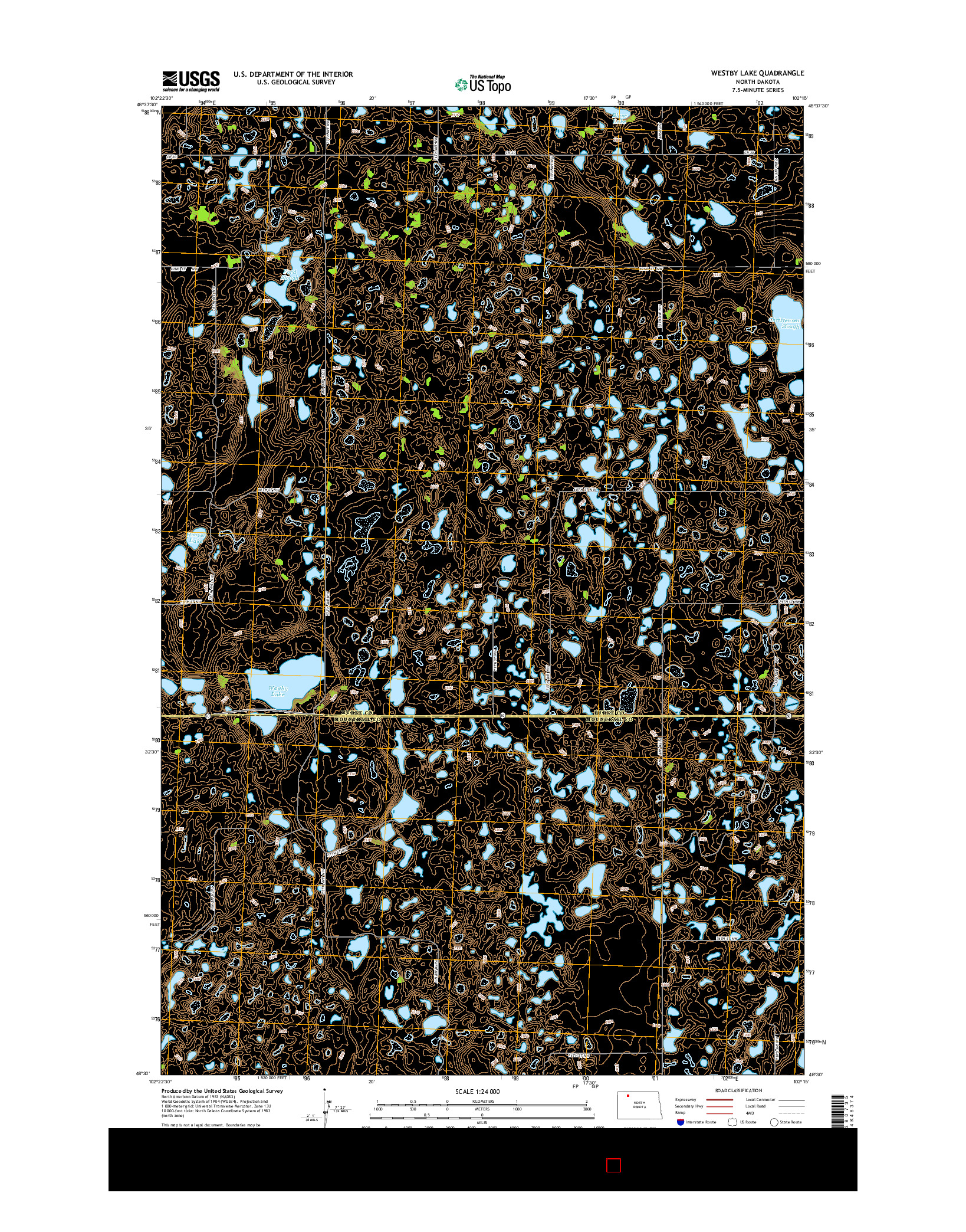 USGS US TOPO 7.5-MINUTE MAP FOR WESTBY LAKE, ND 2014