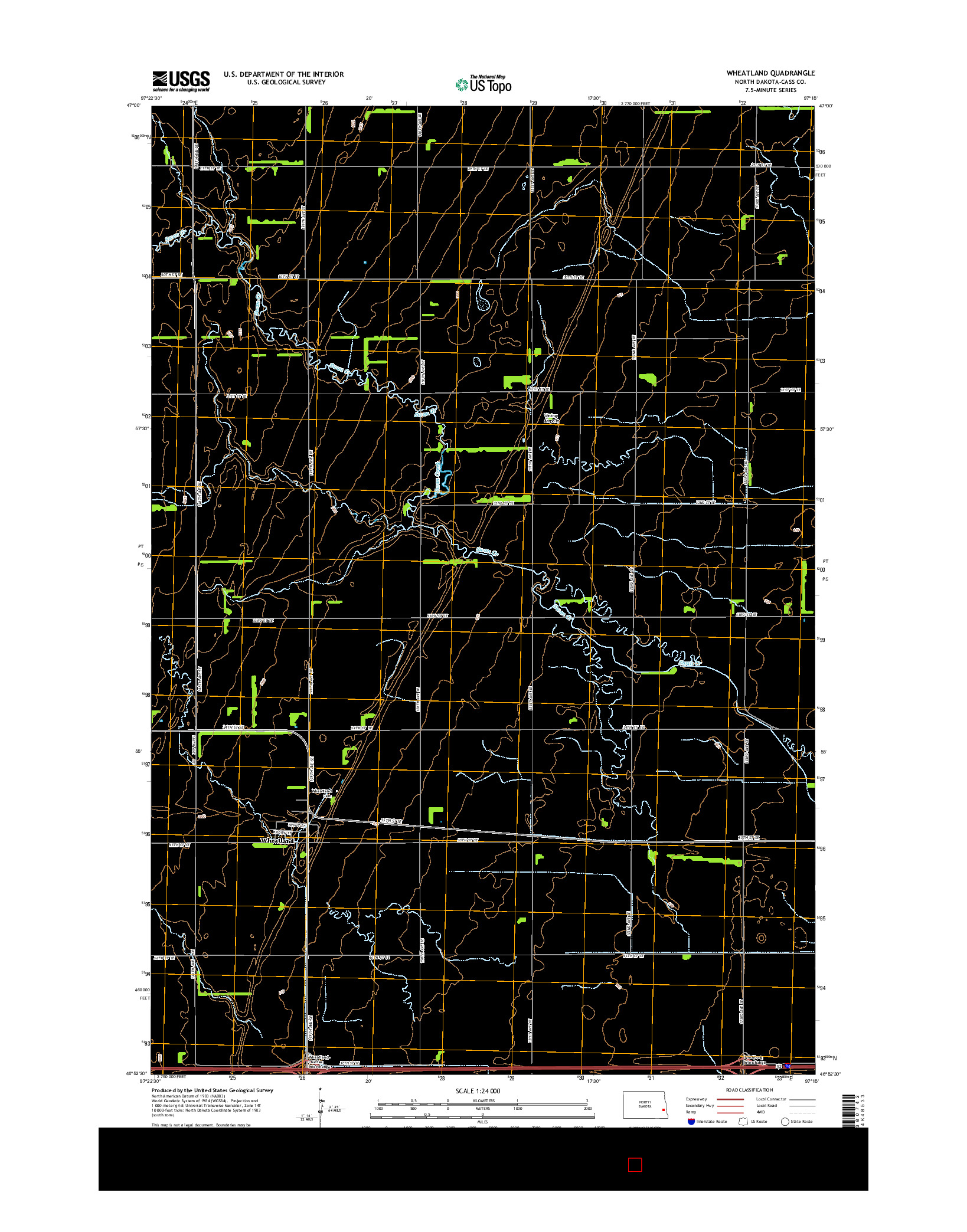 USGS US TOPO 7.5-MINUTE MAP FOR WHEATLAND, ND 2014