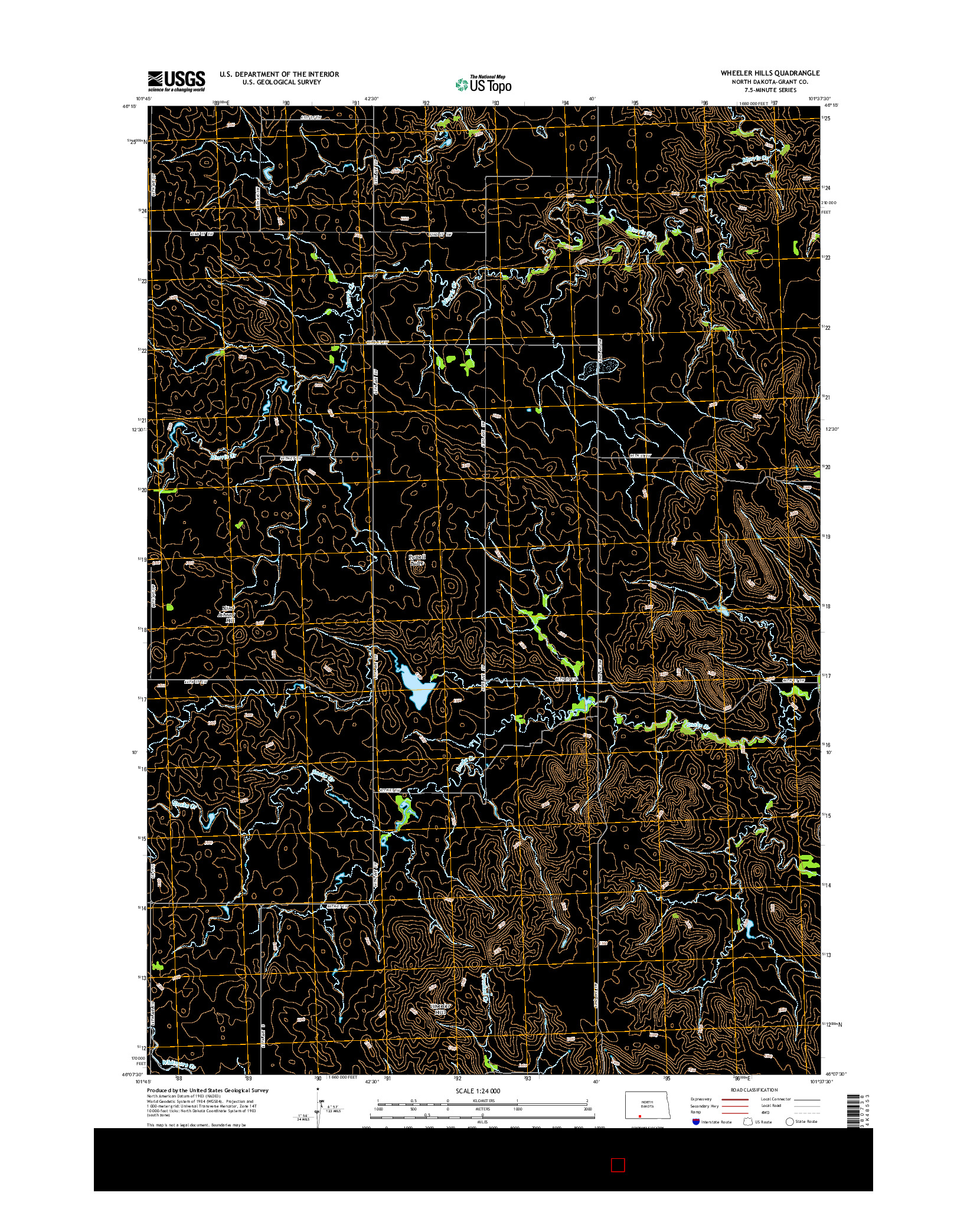 USGS US TOPO 7.5-MINUTE MAP FOR WHEELER HILLS, ND 2014