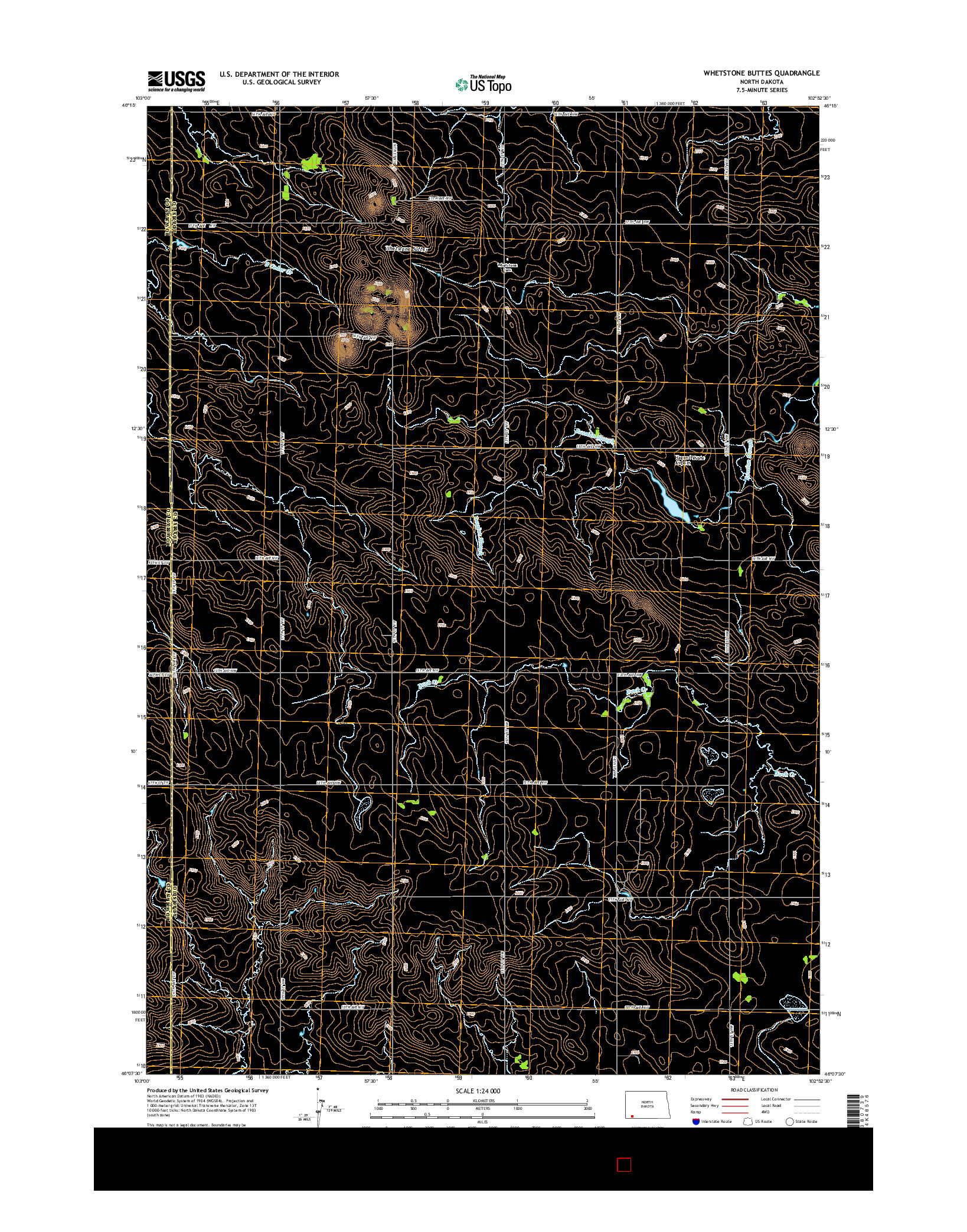 USGS US TOPO 7.5-MINUTE MAP FOR WHETSTONE BUTTES, ND 2014