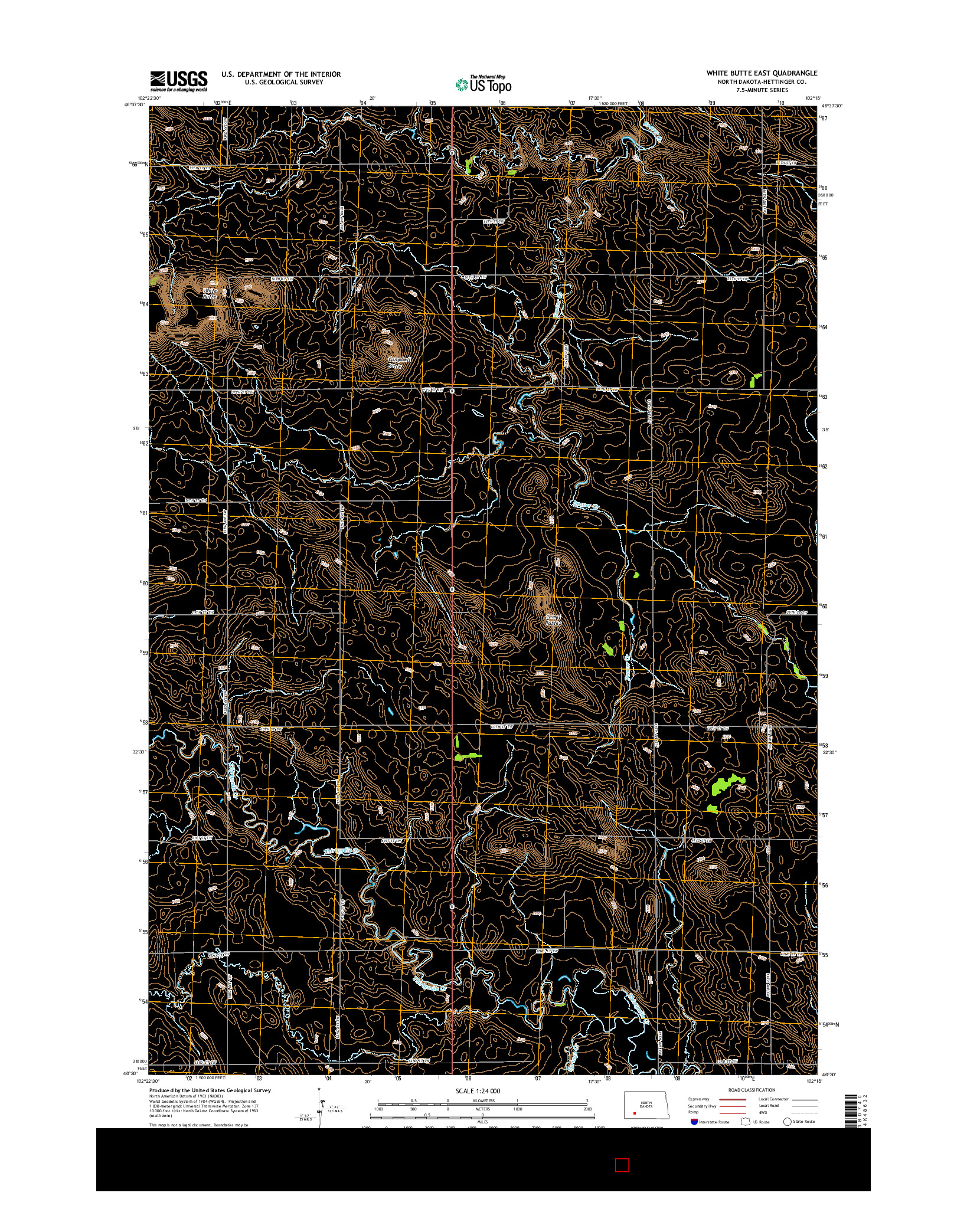USGS US TOPO 7.5-MINUTE MAP FOR WHITE BUTTE EAST, ND 2014