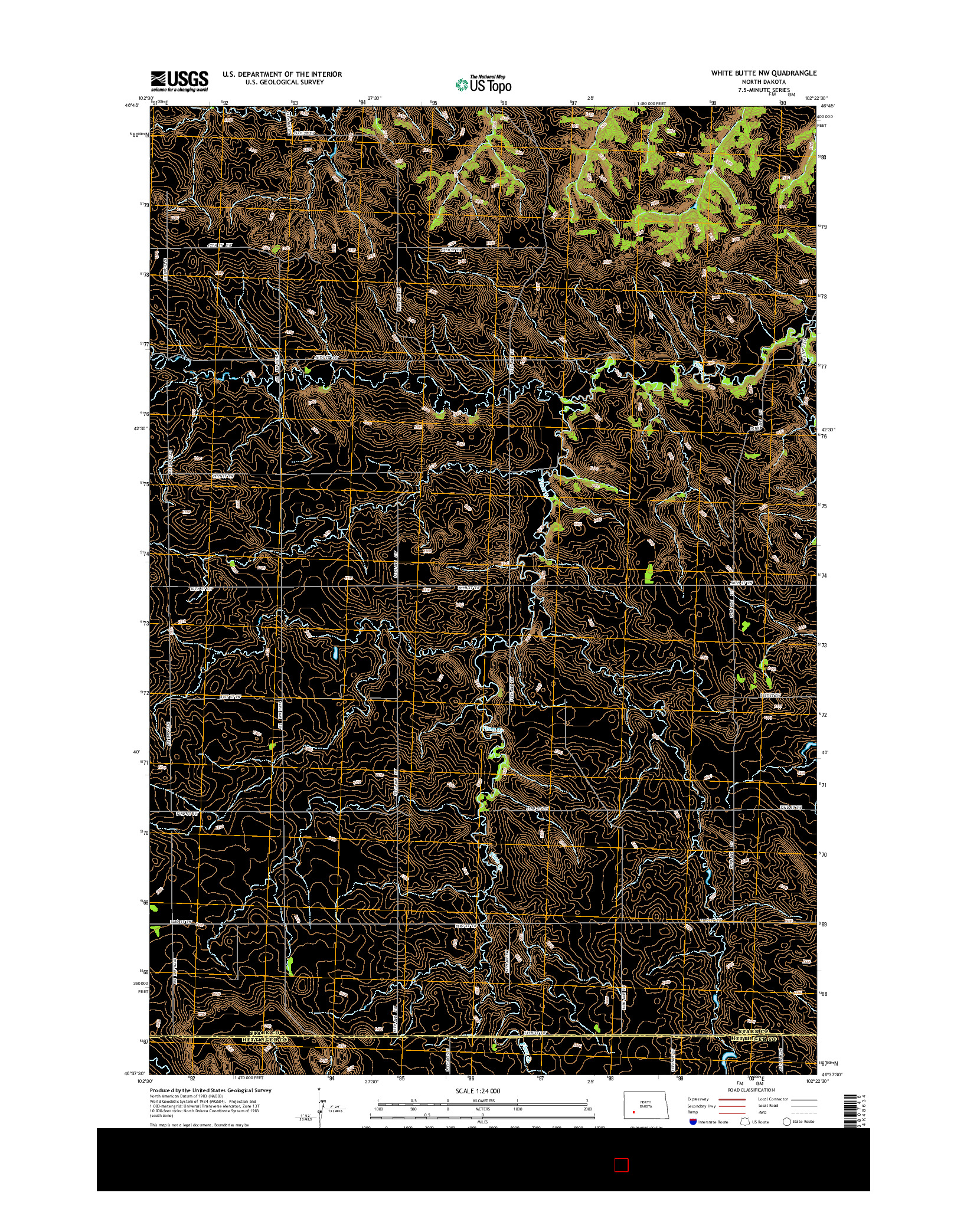 USGS US TOPO 7.5-MINUTE MAP FOR WHITE BUTTE NW, ND 2014